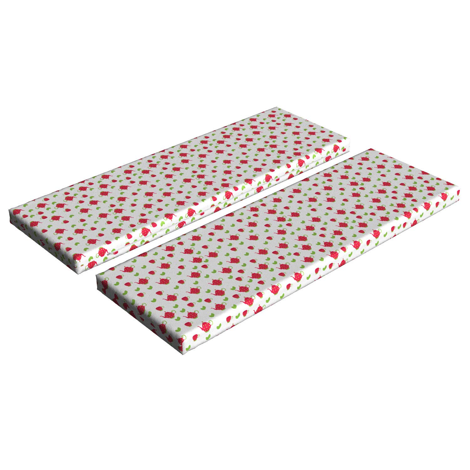 Ambesonne 2-Piece Tea Party Bench Cushion Set - British Style Teapot with Polka Dots & Leaves Design - 45