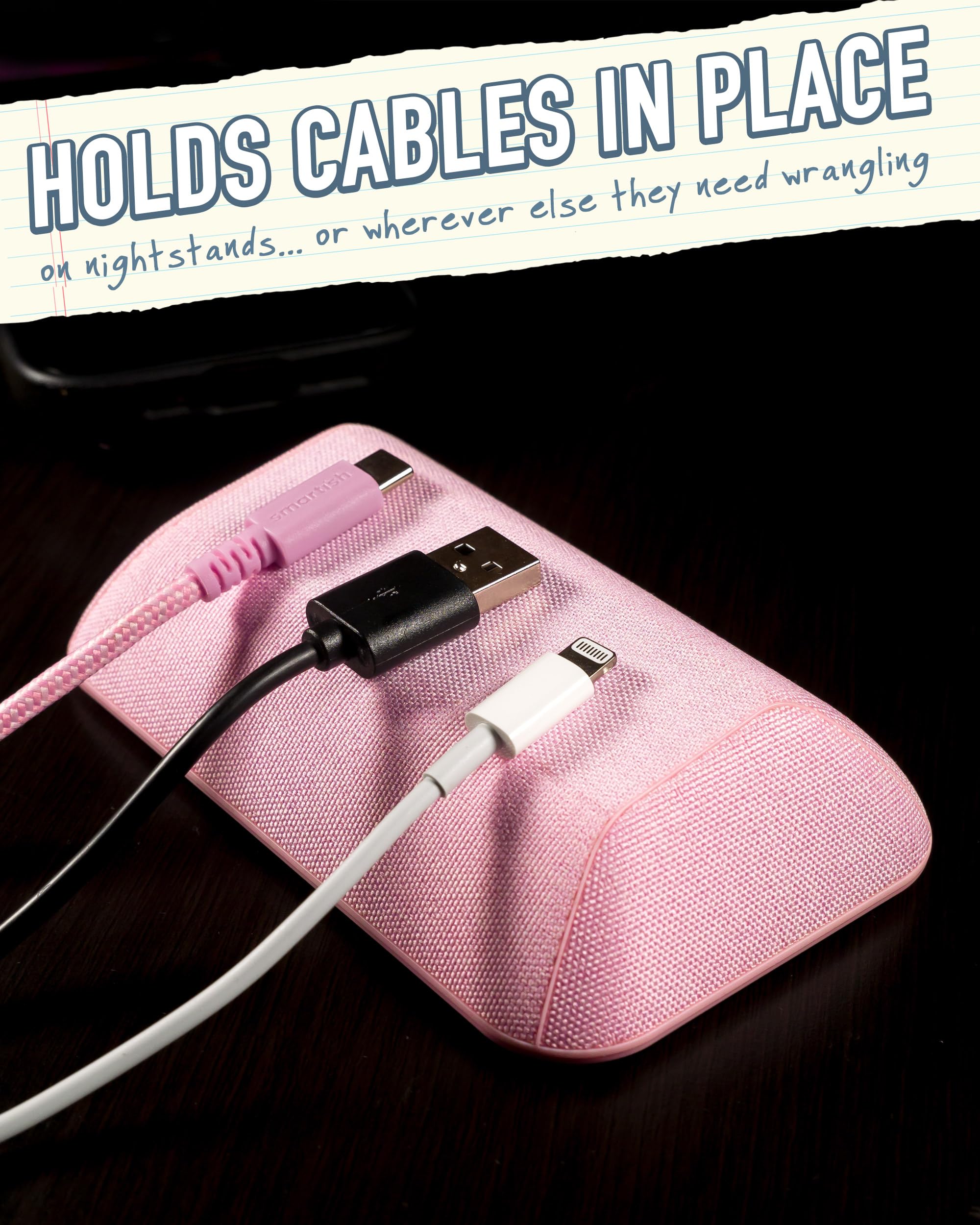Smartish Magnetic Cord Holder - Strong Magnet Cable Organizer for Charger Management on Desk, Nightstand, Side Table - Holds 6+ Cables (I'm Blushing) - Perfect for Home Office, Bedroom, Car & Travel Accessories Organization