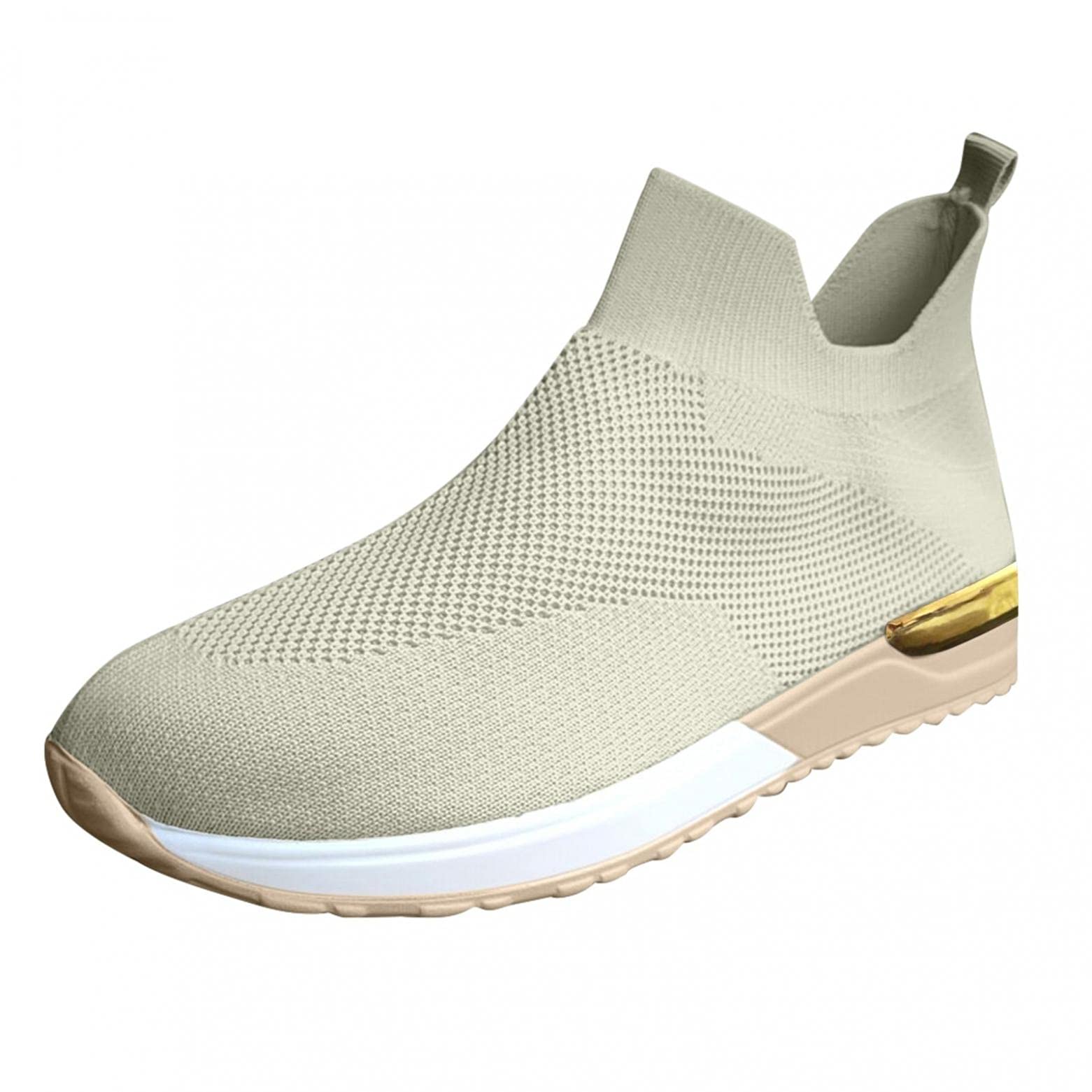 Masbird Women's Fashion Sneakers - Wide Width Running Shoes, Slip-On Athletic Flats for Walking, Tennis & Platform Sports | Lightweight & Comfortable for Casual Wear, Gym & Outdoor Activities | Khaki