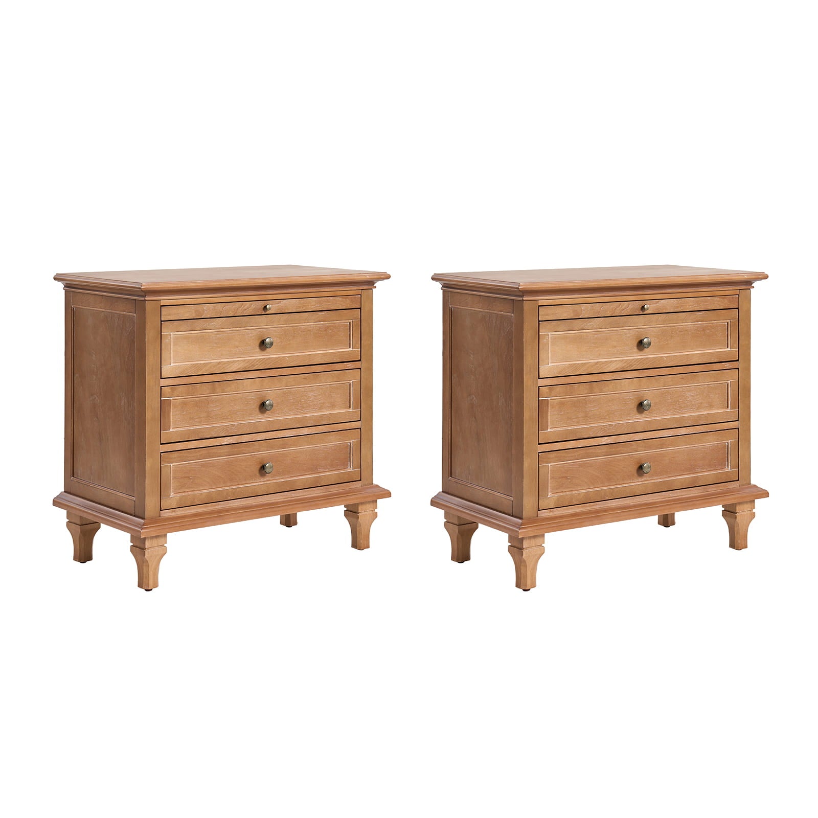 Galatea 3-Drawer Nightstand with USB Charging Ports & Power Outlets - Modern Bedside Table with Storage for Bedroom, Living Room or Office