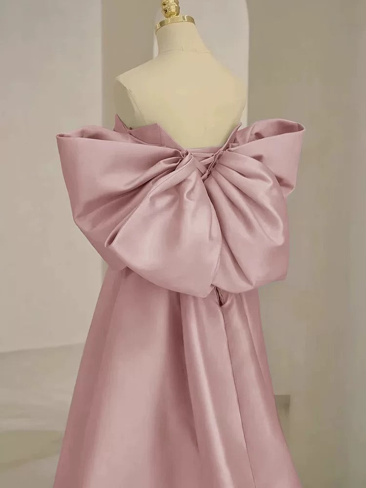 Elegant Pink A-Line Satin Long Prom Dresses for Women - Formal Evening Gowns for Homecoming, Ball, Wedding & Special Occasions