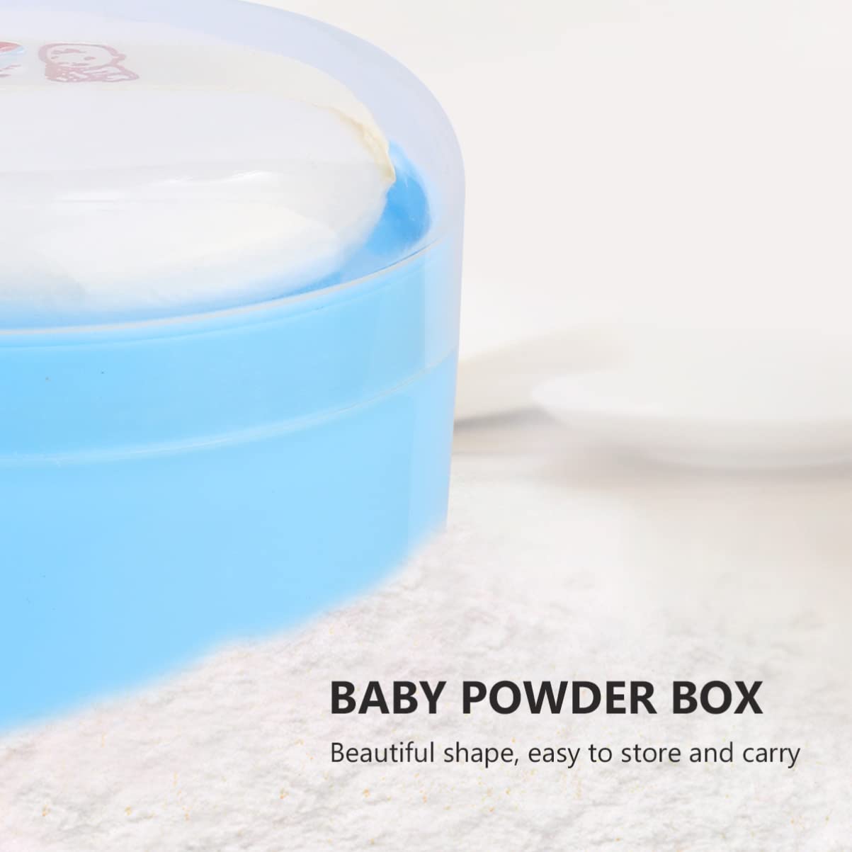 Premium Blue Body Powder Puff Sponge Case - Talcum Powder Applicator Container with Soft Puff for After-Bath & Makeup | Travel-Friendly Cosmetic Storage