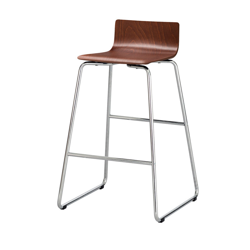 Wooden Bistro Bar Stool with Chrome Sled Base - Rustic Kitchen Counter Stool for Dining Room, Cafe & Home Decor