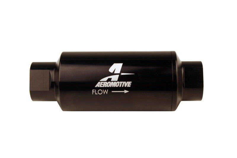 Aeromotive 10AN Inline Fuel Filter with 10 Micron Microglass Element - Bright Dip Black Finish, 2in OD - High Performance Fuel Filtration for Racing, Marine & Automotive Applications