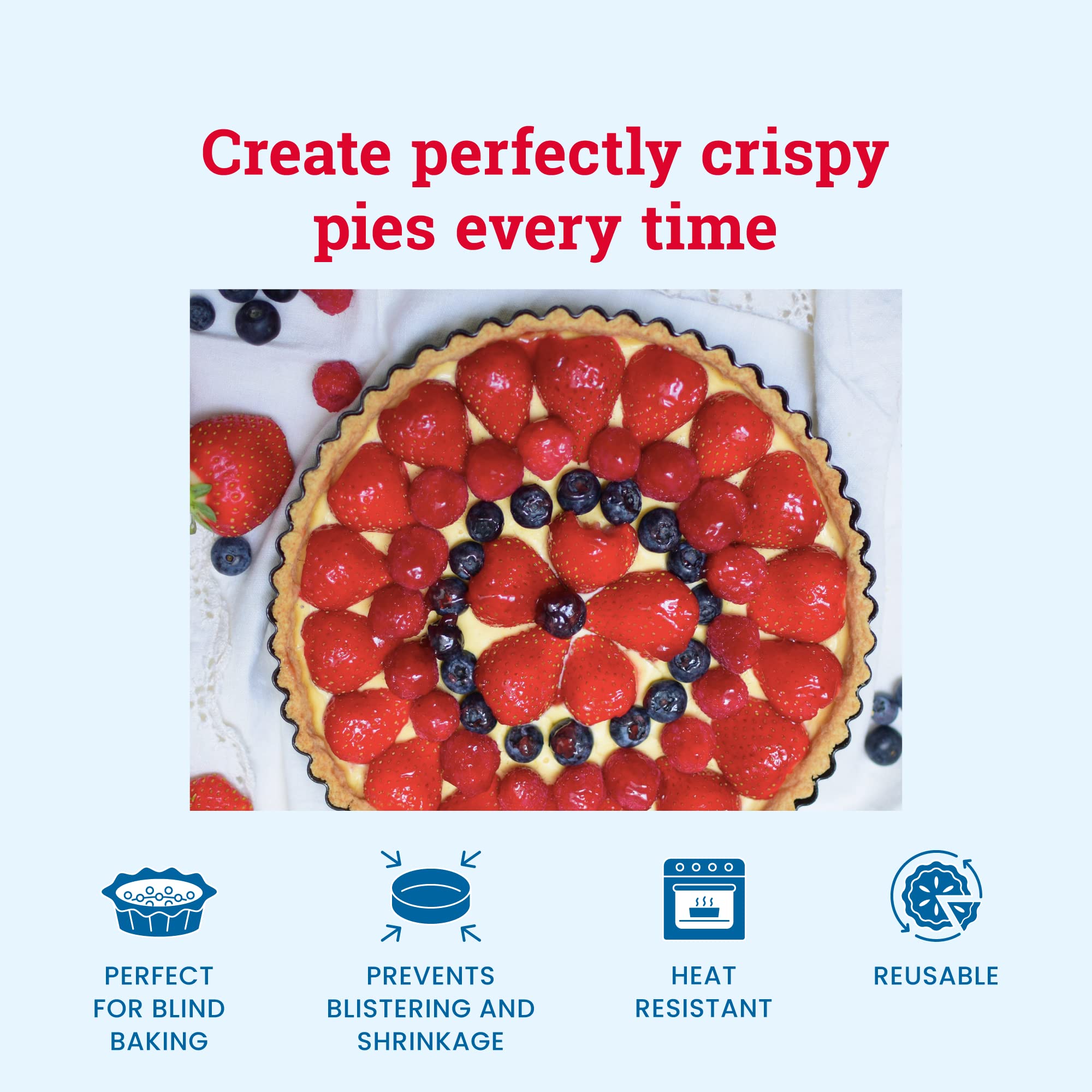 Premium Ceramic Pie Weights for Blind Baking - Set of 8 Heat-Resistant Pie Beans for Perfect Crust - Ideal for Baking Pies, Tarts, Quiches & Pastries