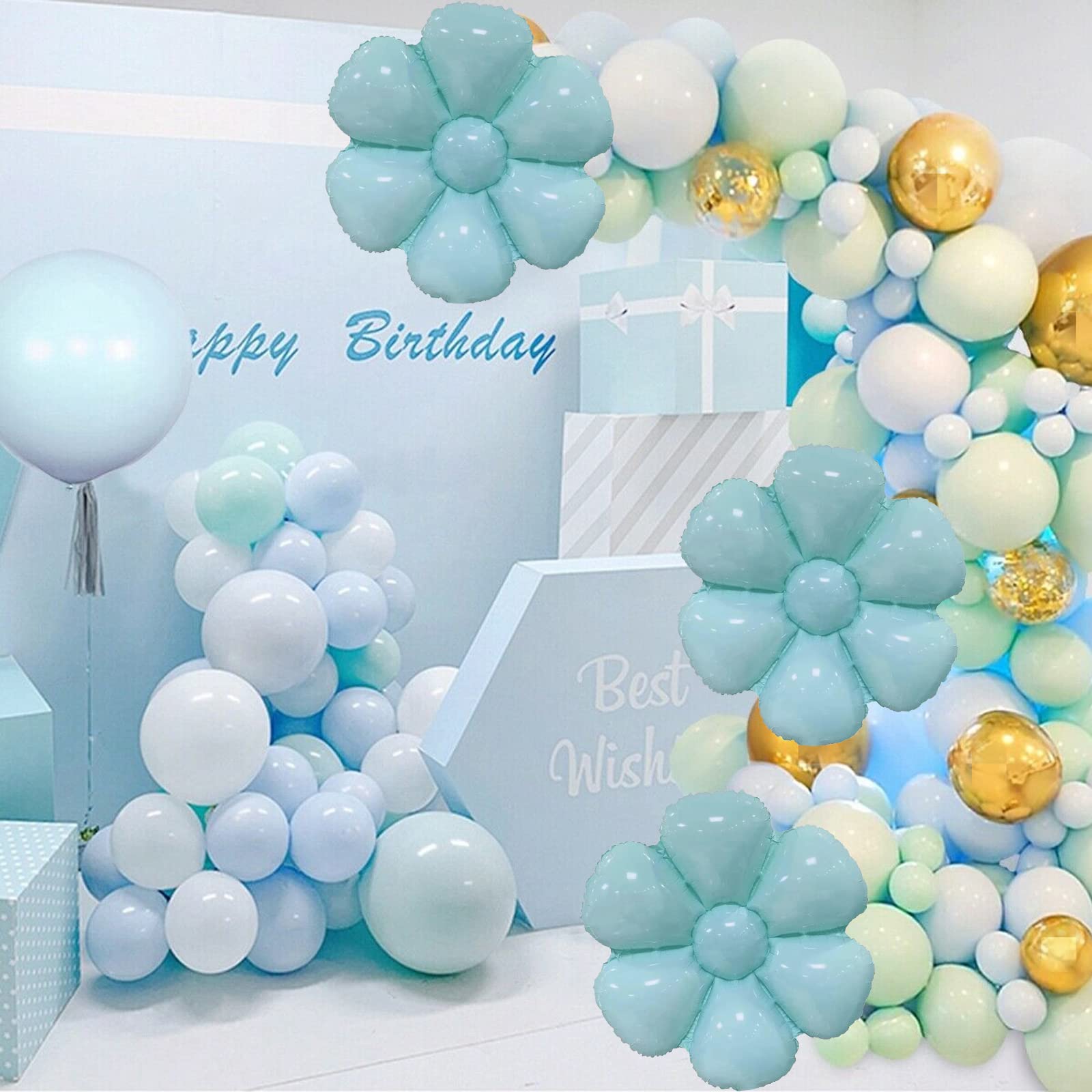 Blue Birthday Party Decorations - Flower Balloons & Party Supplies for Kids | Happy Birthday Party Decor for Indoor & Outdoor Celebrations