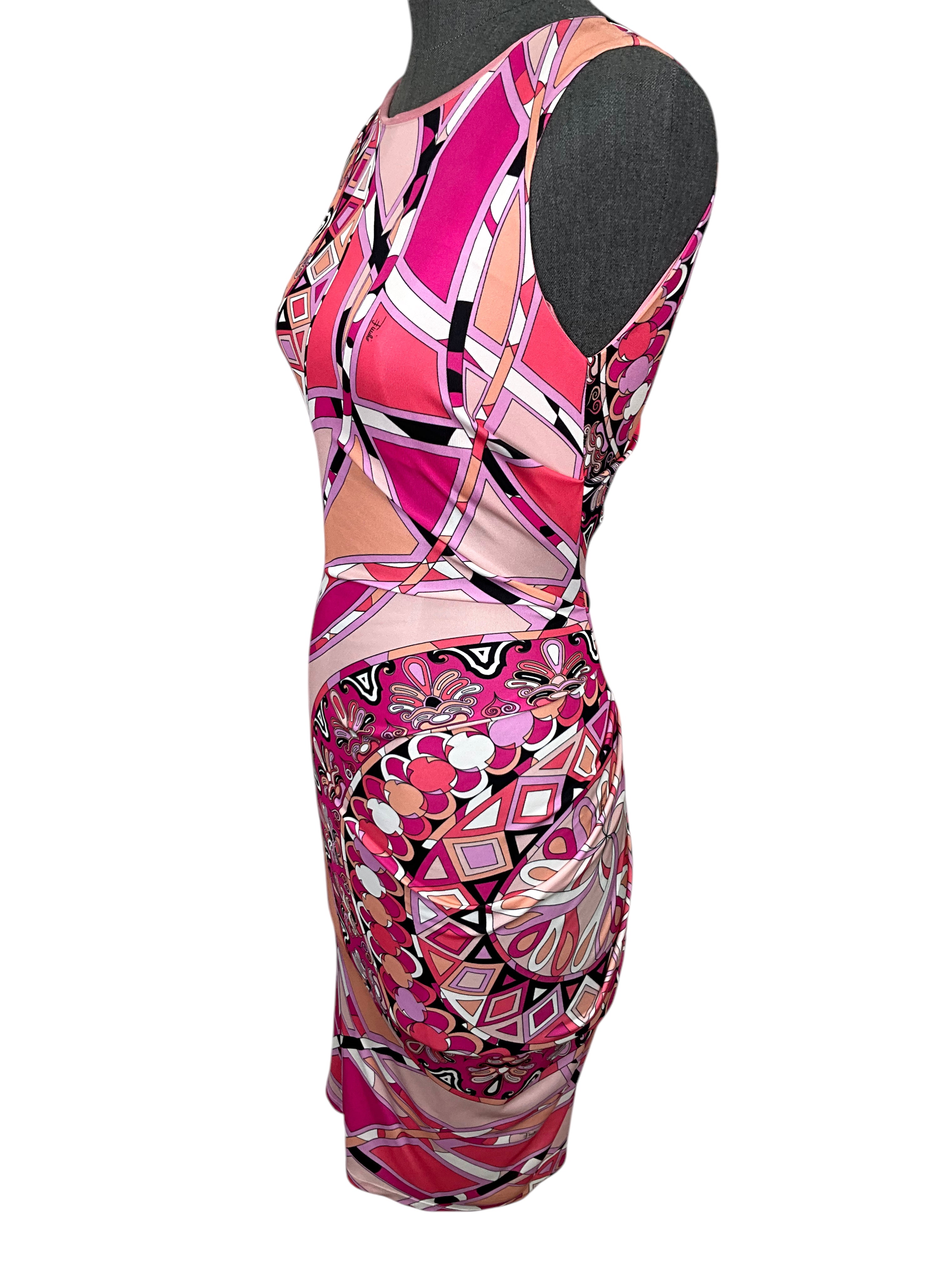 Emilio Pucci Geometric Print Sleeveless Jersey Dress - Size 4 | Women's Designer Summer Dress for Cocktail Parties & Beach Vacations