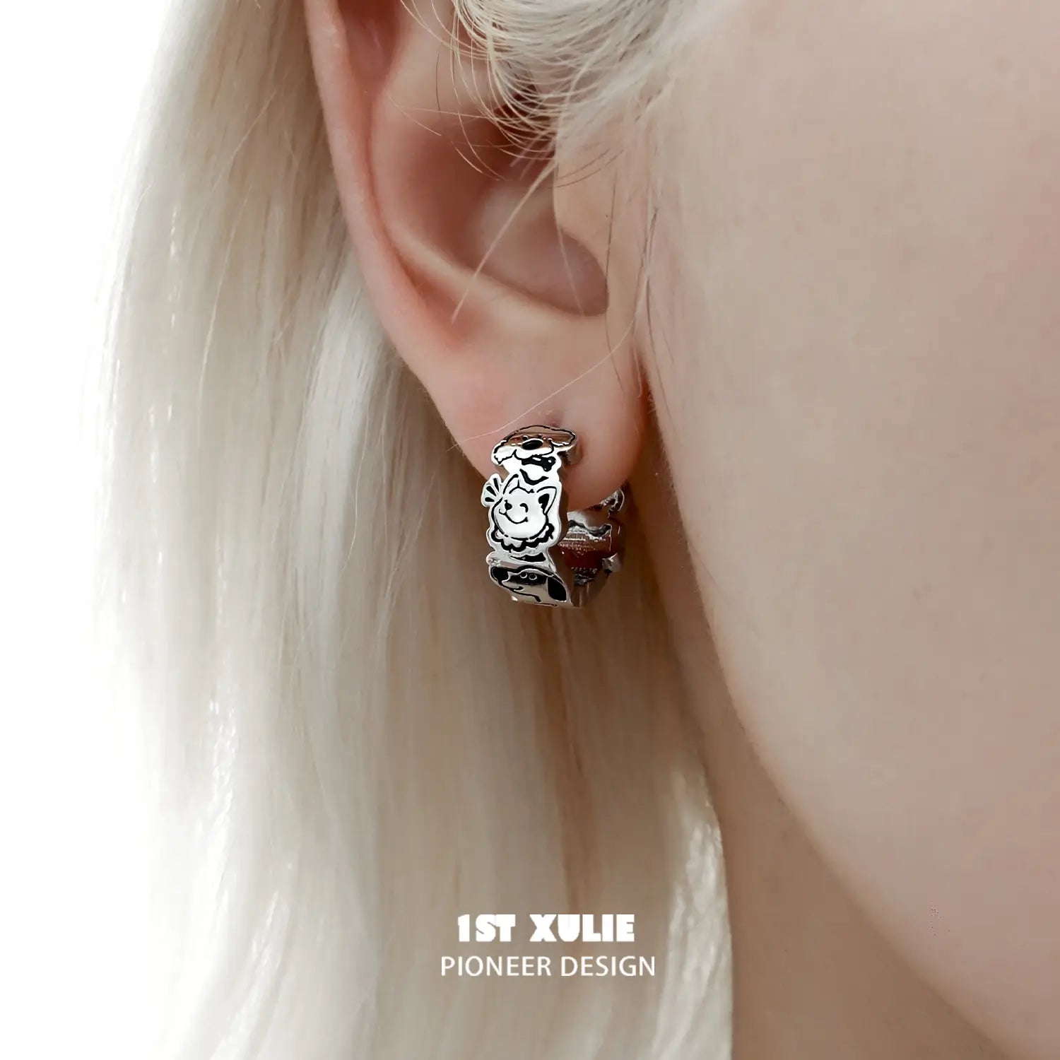 18K Platinum Plated Graffiti Puppy Earrings - Cute Dog Jewelry for Women, Trendy Gift for Girlfriend - Perfect for Parties, Date Nights & Casual Wear