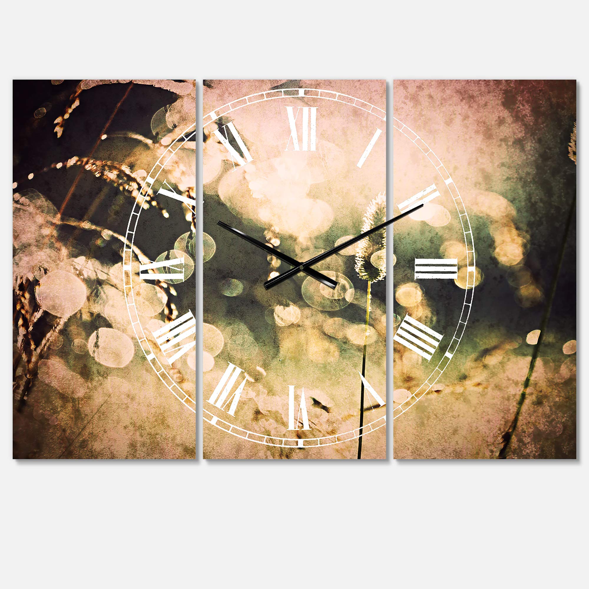 Designart Magnolia X-Ray Wall Art Round Metal Clock - Vintage Cottage Decor for Living Room, Bedroom, Office | Unique Home Decor Gift Idea for Housewarming & Wall Decoration