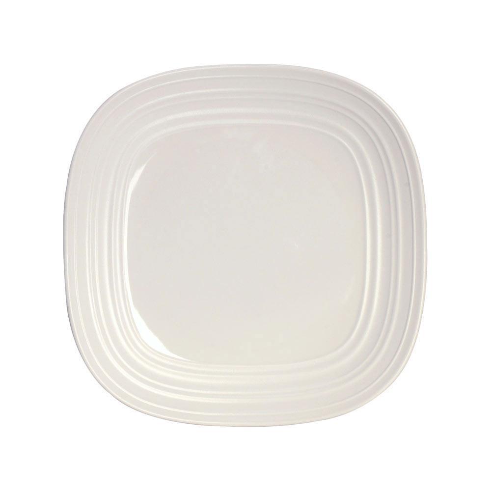 16-Piece White Square Dinnerware Set - Service for 4, Modern Swirl Design for Everyday Dining & Entertaining | Dishwasher & Microwave Safe