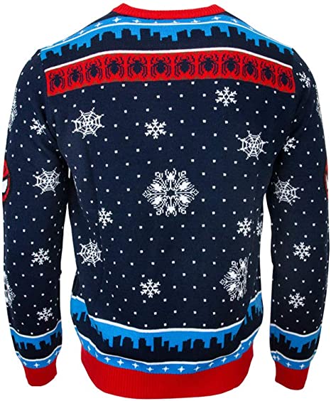 Marvel Spider-Man Swinging Jumper Ugly Christmas Sweater - Medium Size | Superhero Holiday Party Costume & Festive Gift for Fans