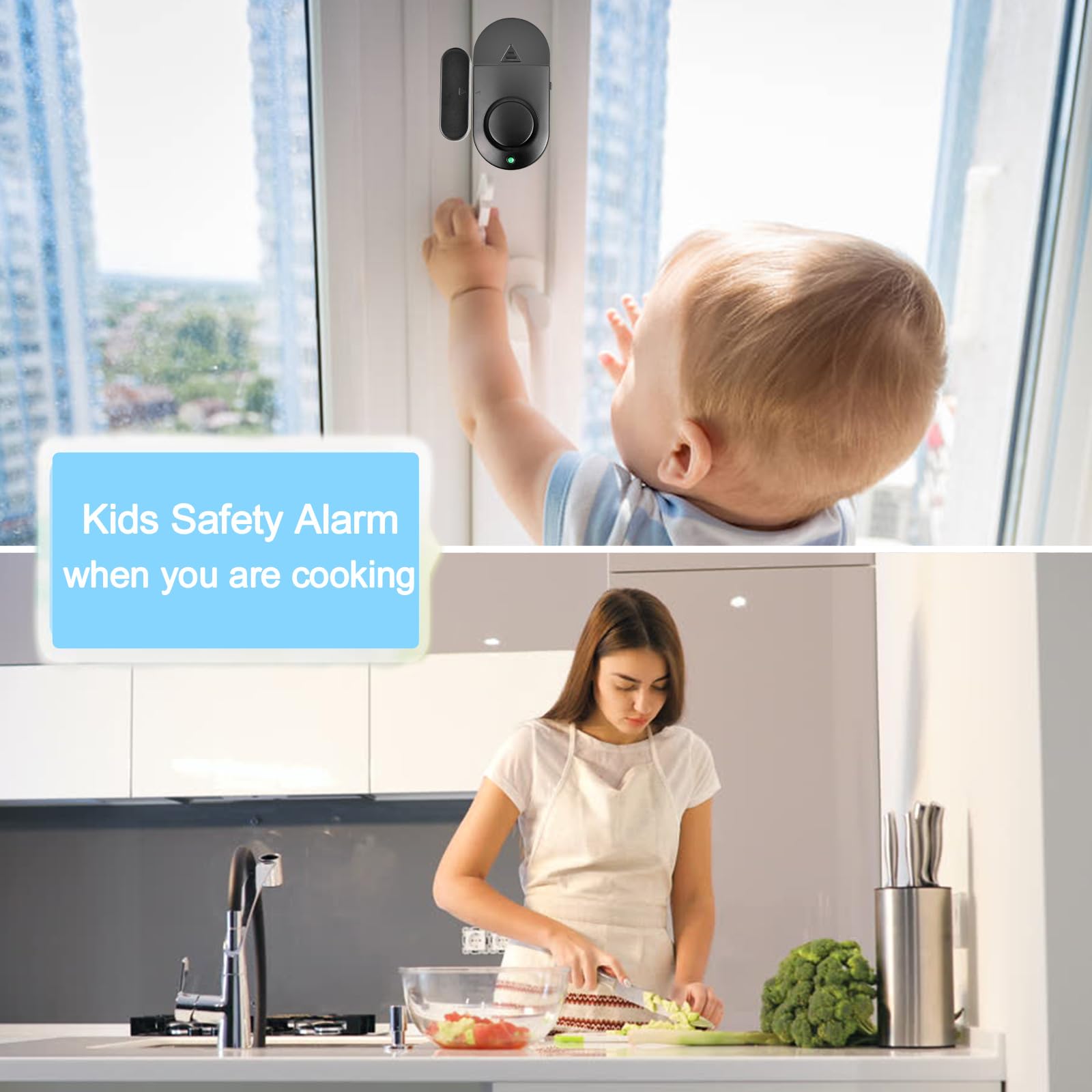 6-Pack Black Window & Door Alarm - Home Security Alarm for Kids, House, Office | Wireless DIY Burglar Alert for Windows, Doors, Apartments & Dorm Rooms