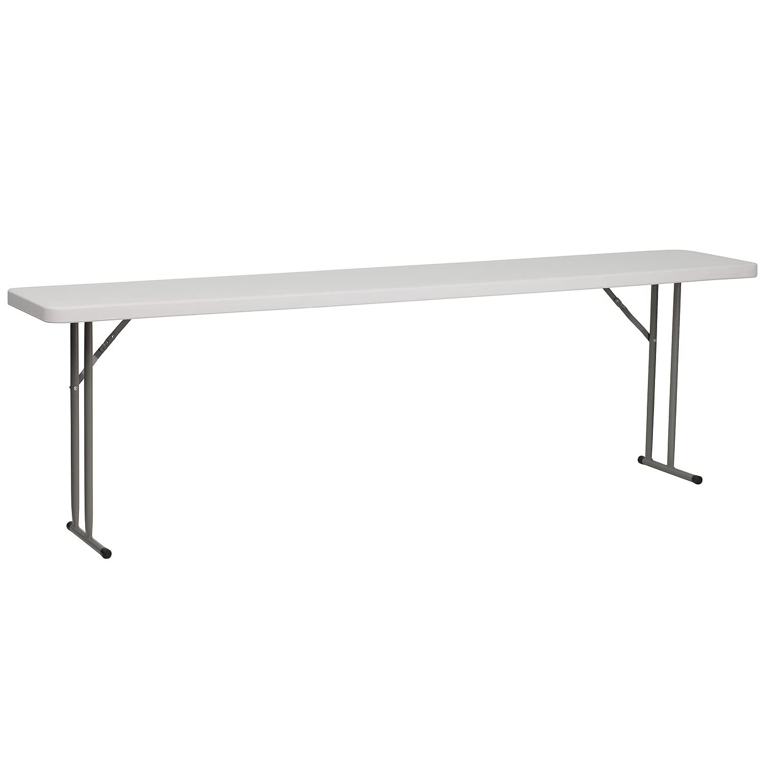 Flash Furniture 8-Foot Granite White Plastic Folding Training Table - Lightweight Portable Conference & Meeting Table for Office, Classroom, Event & Training Sessions