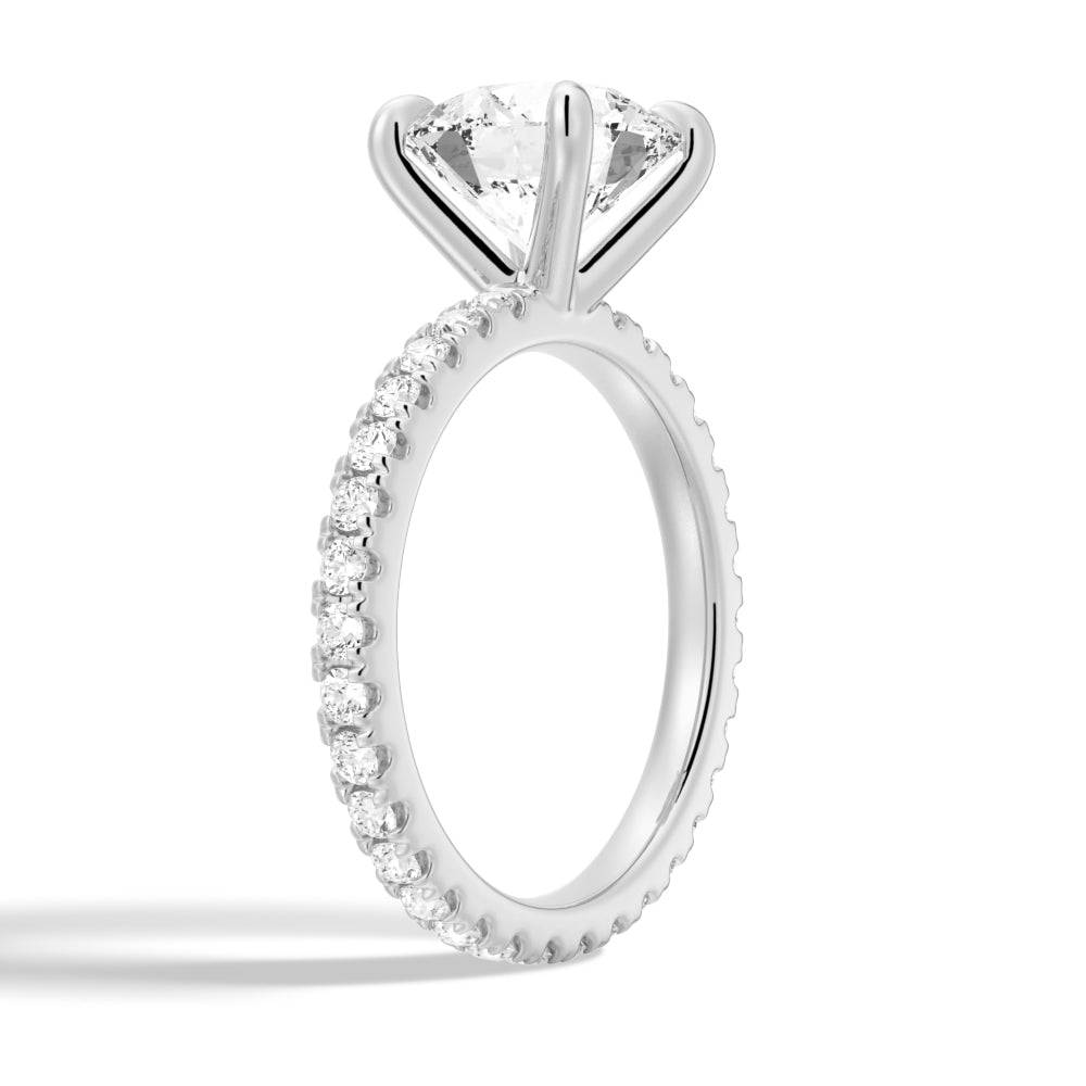 Round Moissanite Engagement Ring with Eternity Pave Band - Sparkling Wedding Jewelry for Proposals, Anniversaries & Special Occasions