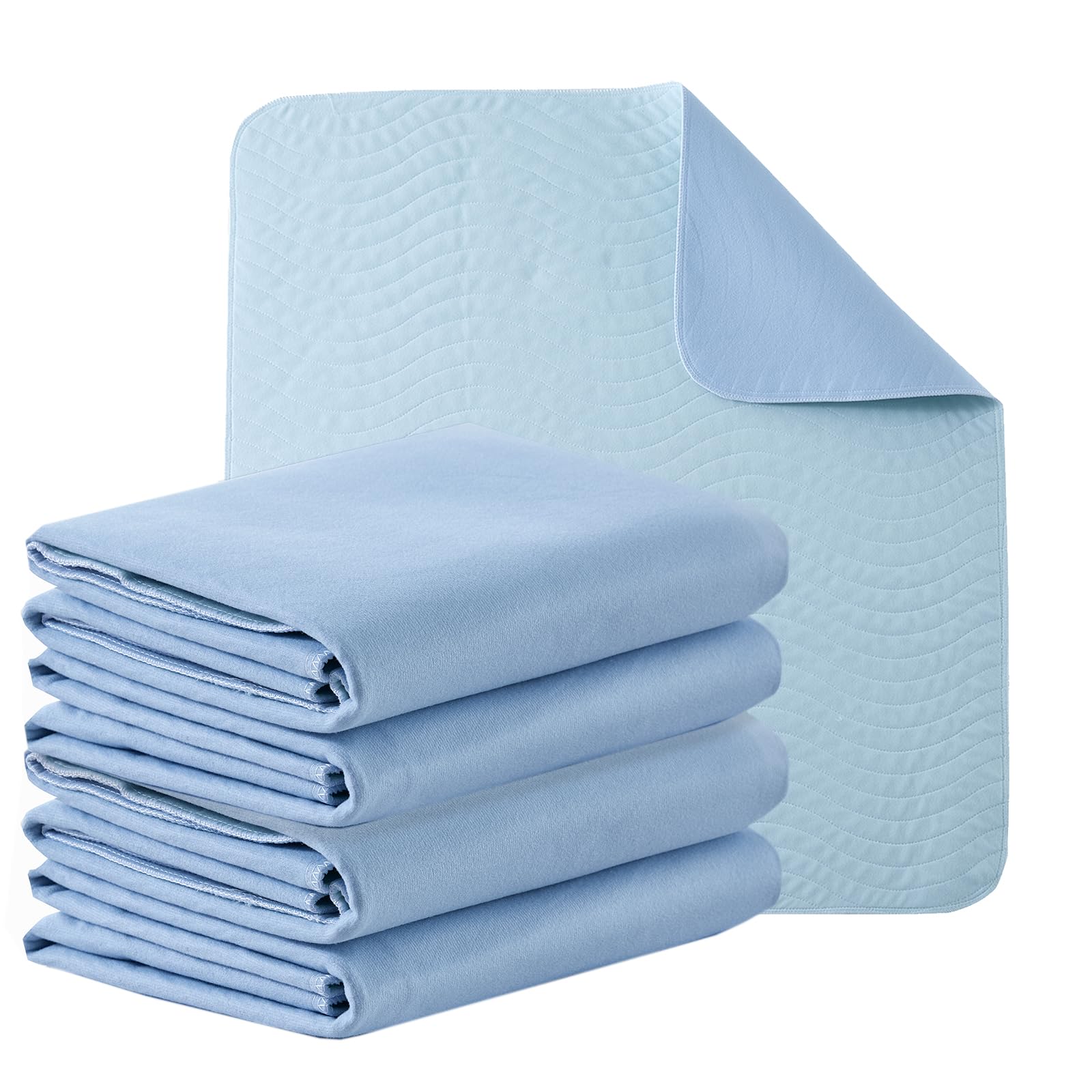 Washable Reusable Incontinence Pads - Heavy Absorbency Waterproof Underpads for Adults, Elderly, Kids & Pets - Bed, Couch, Sofa & Furniture Protector (34x36 Inch, Pack of 4) - Ideal for Home Care, Hospital Use & Travel