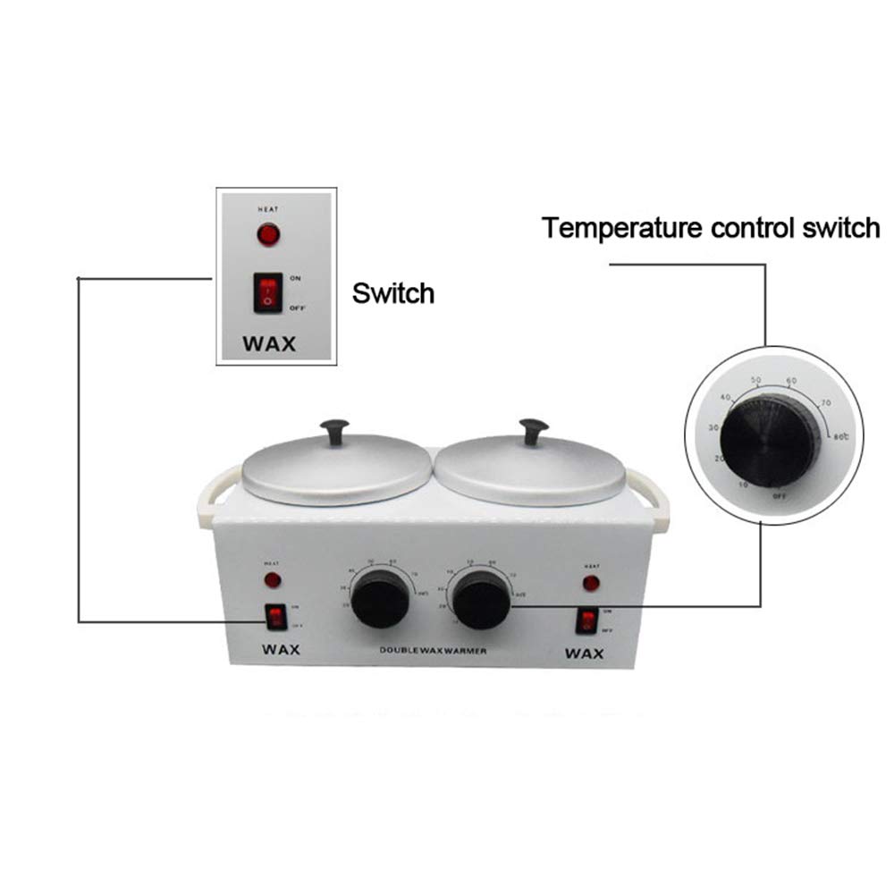Professional Double Pot Wax Warmer for Beauty SPA & Salon - 1000CC Adjustable Temperature Wax Heater for Hair Removal & Skin Care - Perfect for Home Use, Waxing Services & Esthetician Treatments