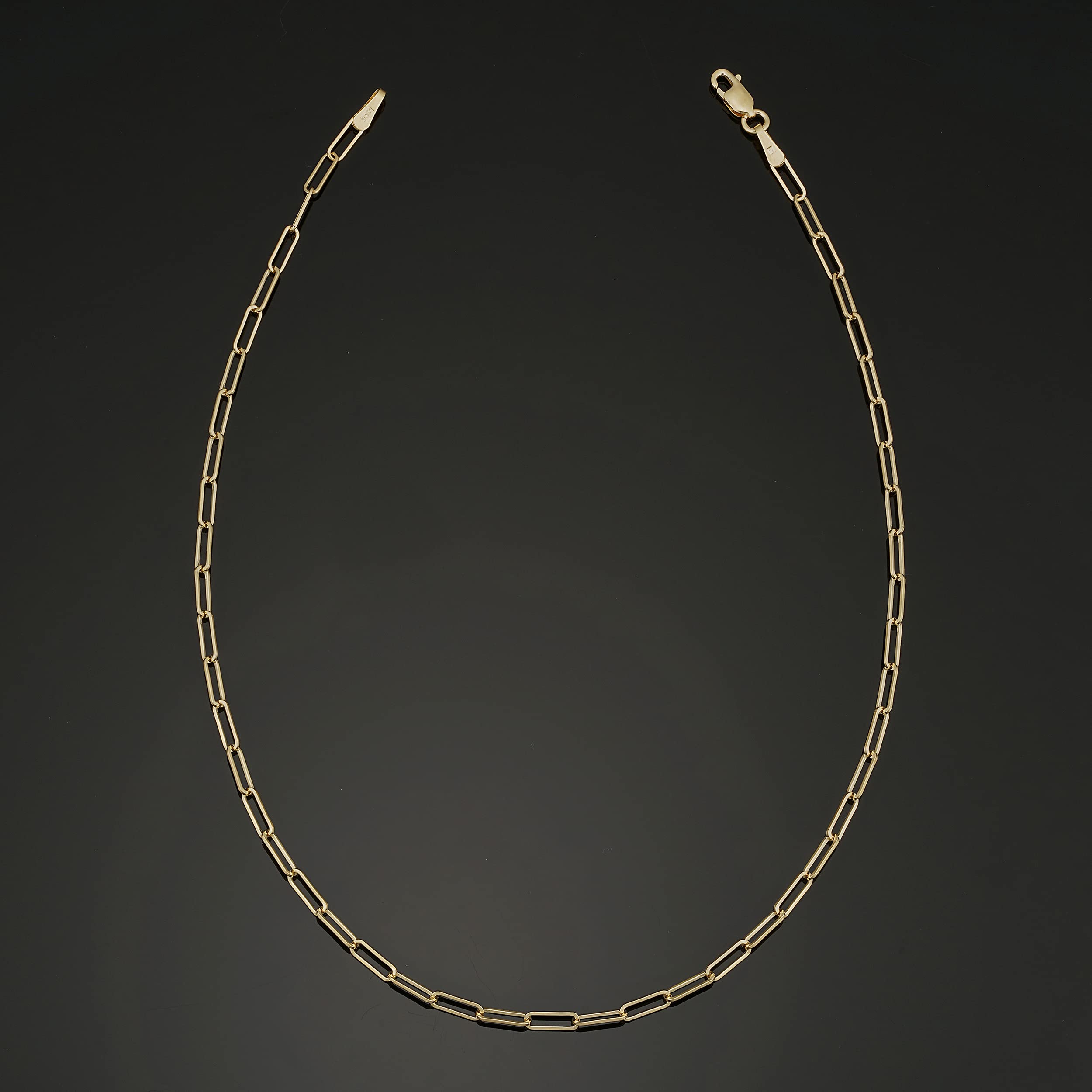 14K Yellow Gold Paperclip Chain Ankle Bracelet for Women - 2mm Thin Minimalist Anklet (10 Inch) - Perfect for Everyday Wear, Beach Outfits & Special Occasions
