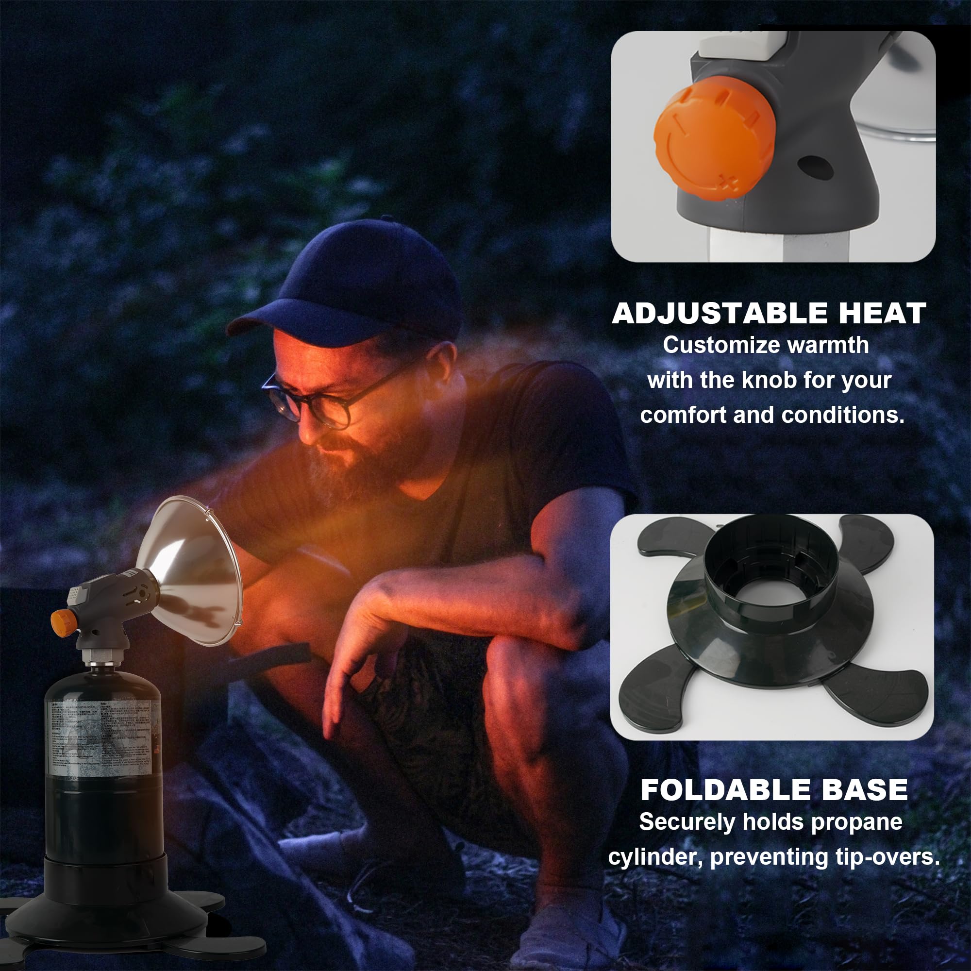 Portable Propane Heater - ISO-Butane Camping Heater for Outdoor Activities, Fishing, Hiking & Emergency Use - Fast Heating for Tents, Garages & Workspaces