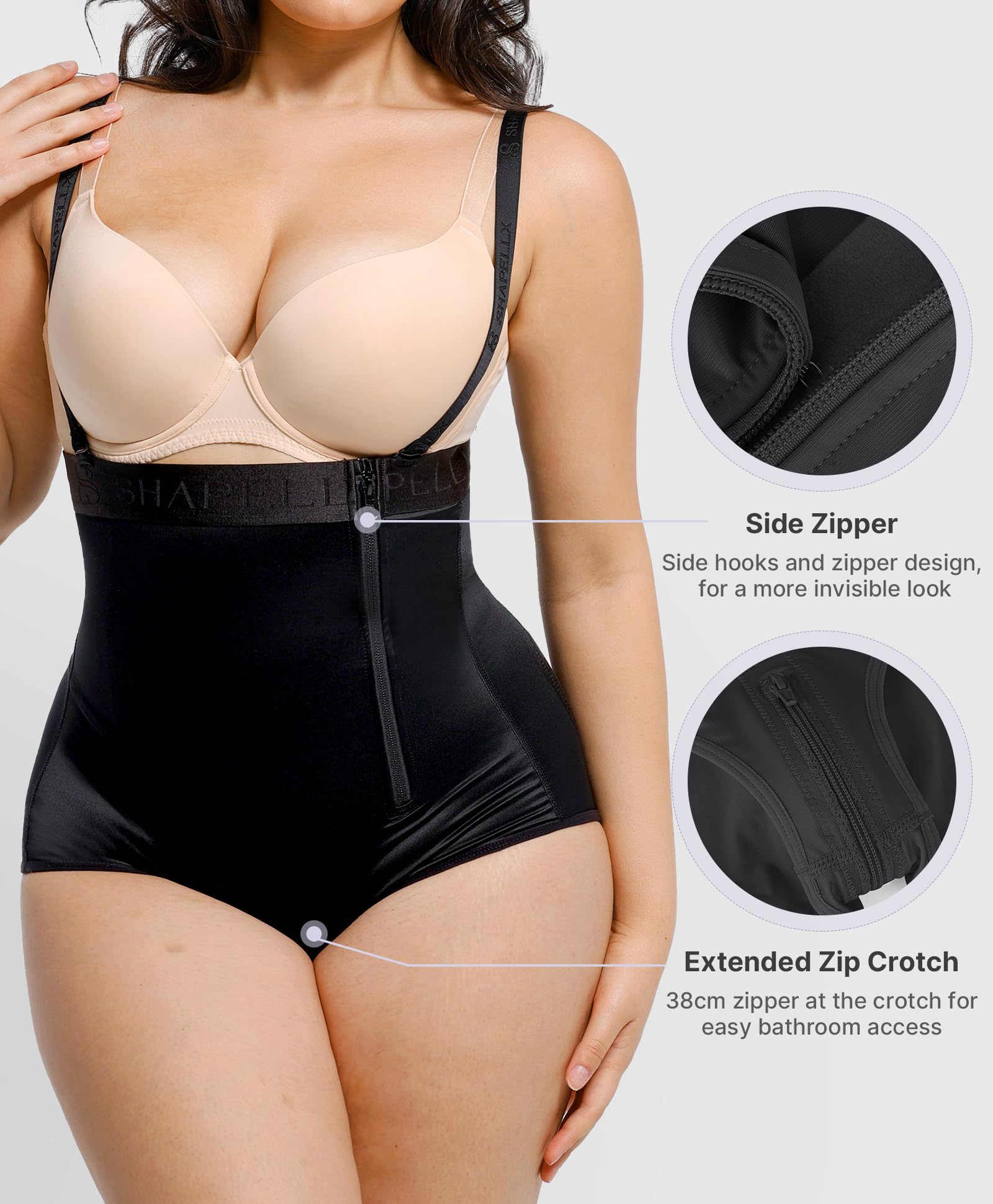 SHAPELLX High Waist Tummy Control Shapewear for Women - Body Shaper Waist Trainer Panties with Firm Compression - Perfect for Everyday Wear, Special Occasions & Postpartum Recovery