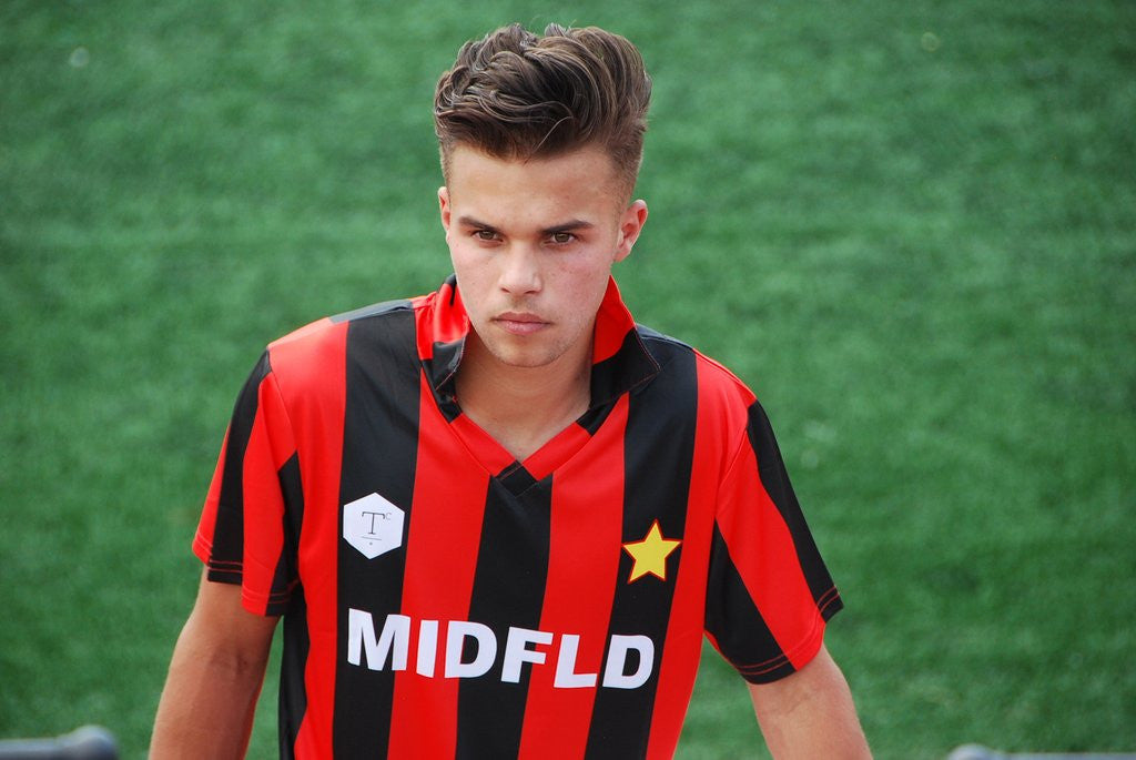 MIDFLD x Terrace Club Retro Milan Inspired Soccer Jersey – Vintage Football Shirt for Men & Women – Perfect for Matchdays, Training & Casual Wear