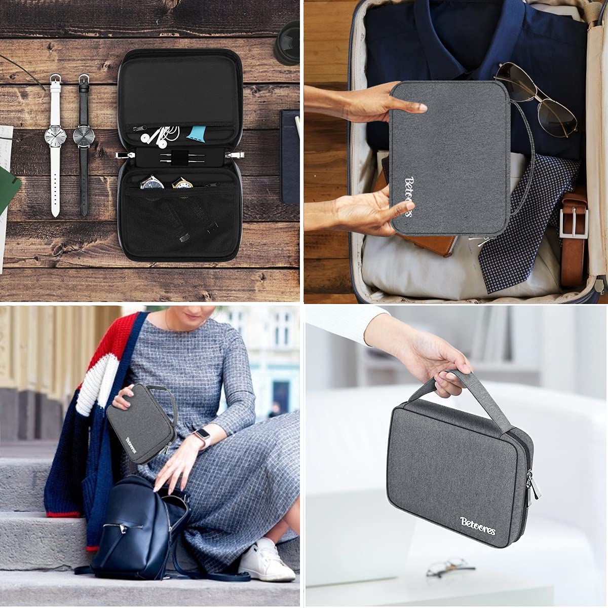 40 Watch Bands Storage Case - Premium Watch Band Organizer & Travel Case for Apple Watch & Fitbit Series (Gray) - Perfect for Travel, Home Storage & Watch Collection Organization