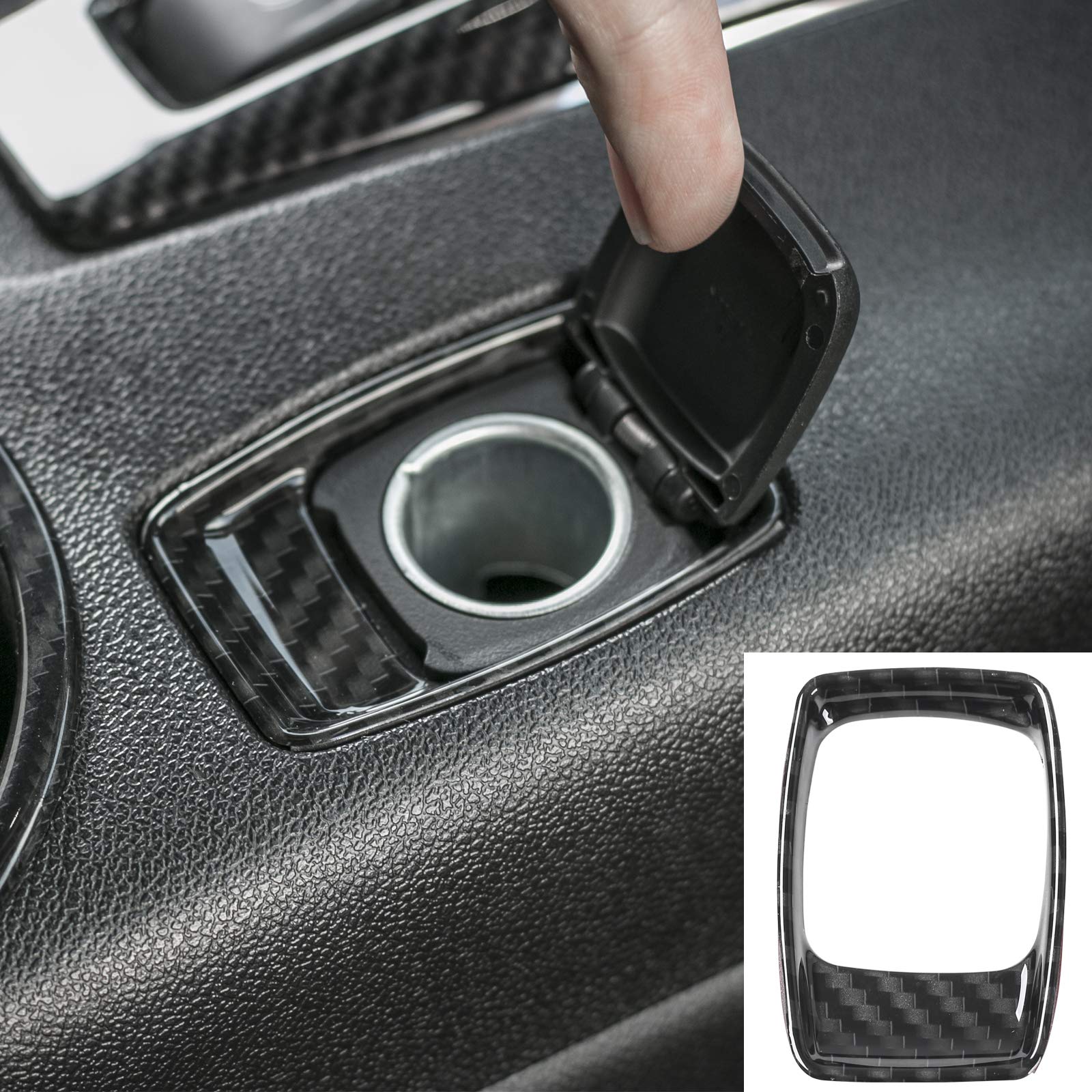 Carbon Fiber Black ABS Interior Kit for Chevy Camaro 2017-2023 - 4Pcs Gear Panel Cover, Cup Holder & Cigarette Lighter Decoration - Stylish Upgrade for Car Enthusiasts & Daily Driving Comfort