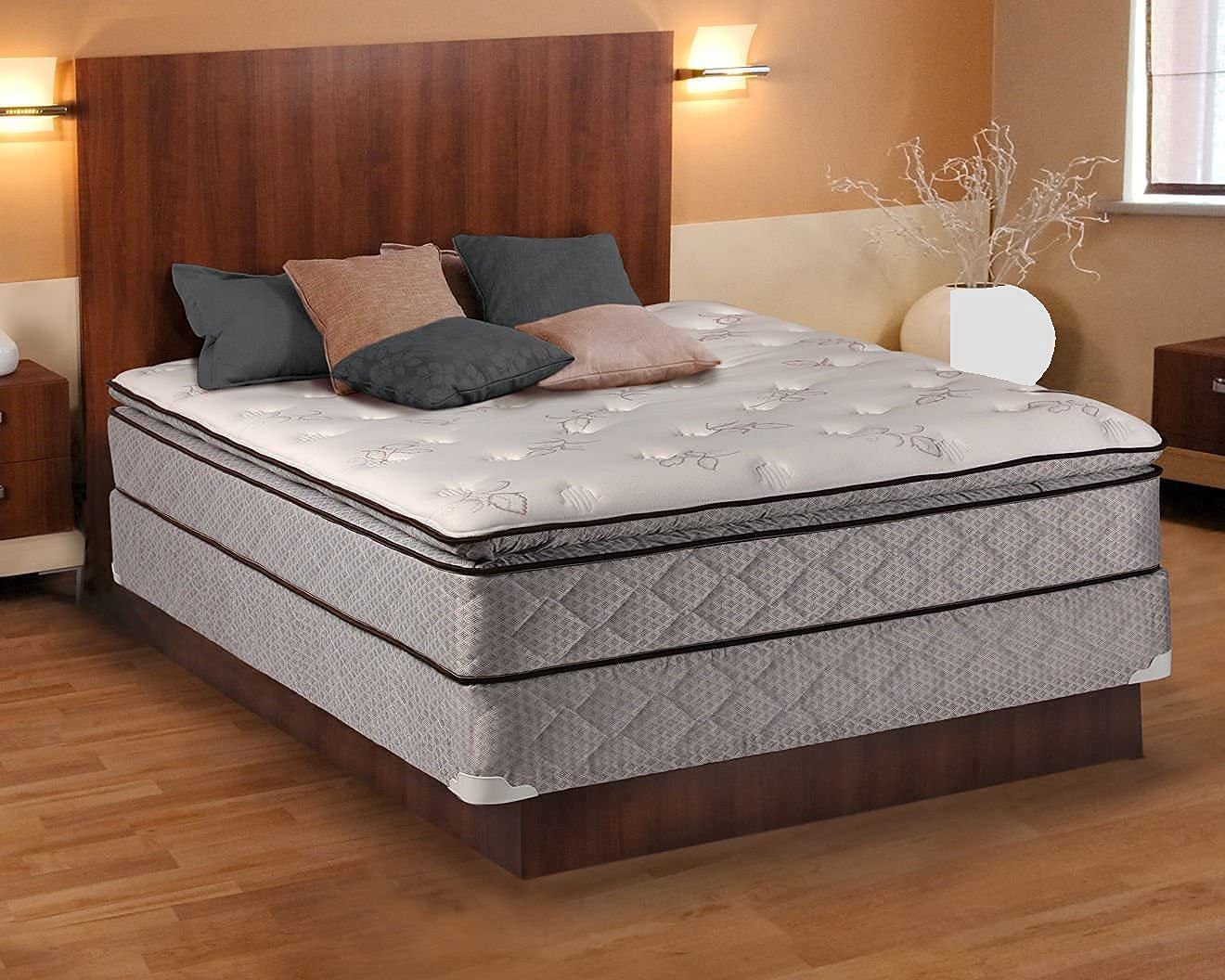 DS Solutions USA Madison Gentle Plush Pillowtop Full Size Orthopedic Mattress Set with Metal Bed Frame - Spine Support, Memory Foam & Innerspring Coils for Back Pain Relief - Perfect for Bedroom, Guest Room & Dorm Comfort (Full Size)