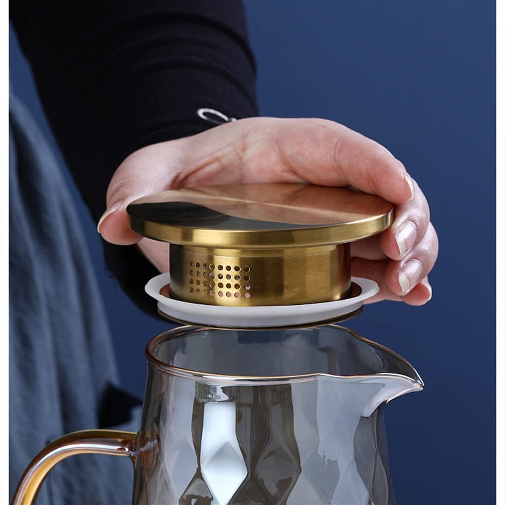 Premium Thickened Glass Cold Water Bottle - 64oz Champagne Jug with Spout, Large Capacity Beverage Dispenser for Juice, Iced Tea, Lemonade - Perfect for Parties, Picnics, and Home Use