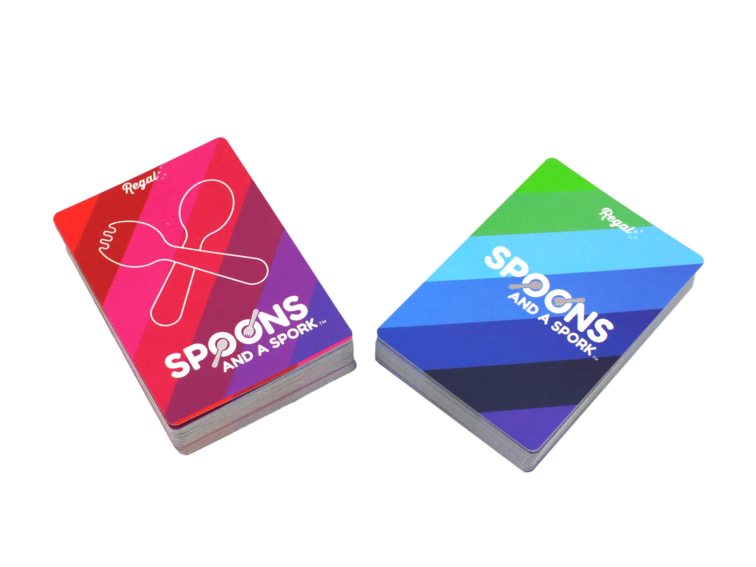 Regal Games Spoons and Sporks Fun Family Card Game Set for Kids, Teens & Adults - 3-8 Player Party Game with 52 Playing Cards & 60 Scoring Cards - Perfect for Game Nights, Travel, and Family Gatherings