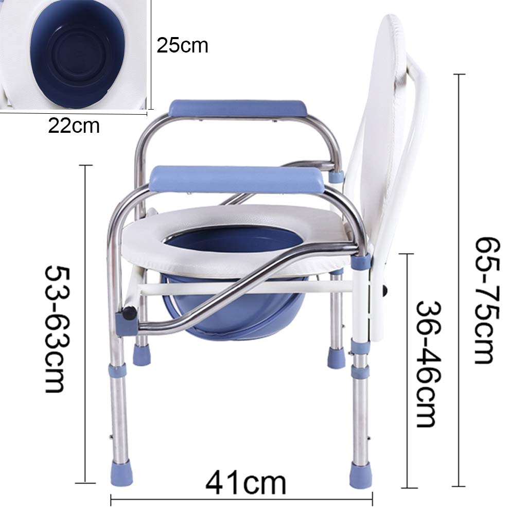 Adjustable Height Folding Commode Chair for Elderly & Disabled - Steel Frame Medical Toilet Seat with Safety Features - Ideal for Bathroom, Shower & Home Care Use