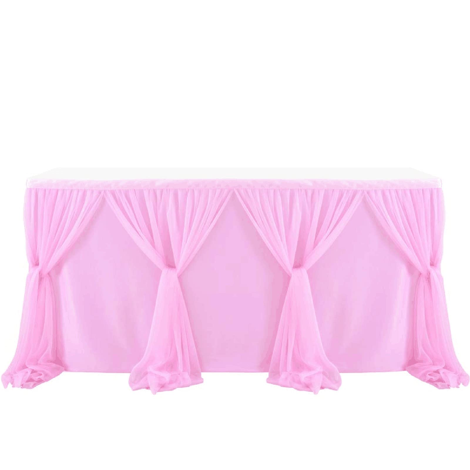 Dalibai Stretch Yarn Cross-Striped Table Skirt - 167x30 Inch Rectangular & Round Table Cover for Wedding, Party, Banquet Decoration - Elegant Tulle Fabric Tablecloth (Color: Black) - Perfect for Birthday Celebrations, Bridal Showers, and Special Events