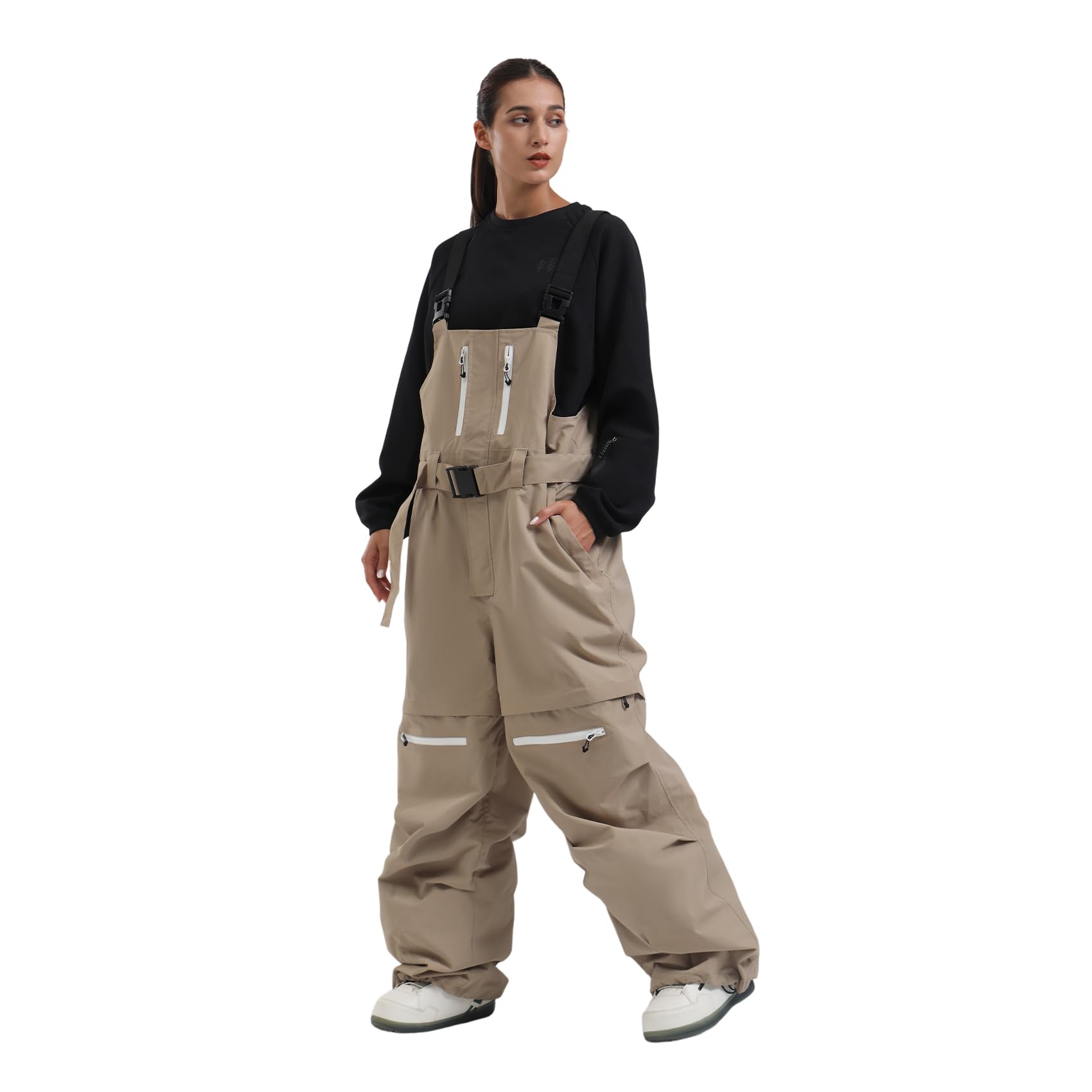 **Unisex Waterproof Windproof Insulated Snowboard Bib Overalls - Loose Fit Ski Pants for Men & Women - Perfect for Winter Sports & Snowboarding**