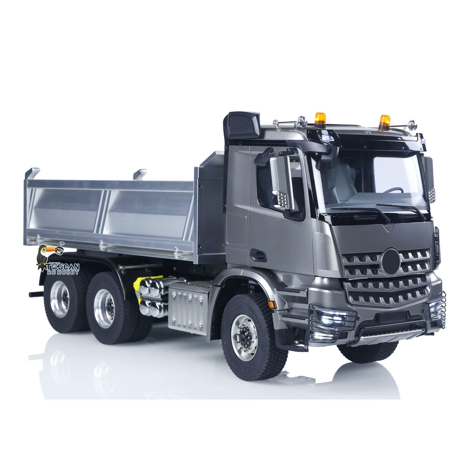 2-Speed 1/14 Scale RTR RC Hydraulic Dumper Truck with Metal Chassis - Remote Control Tipper Model with Light & Sound Effects, No Lock Differential Axle - Perfect for Construction Site Play & RC Hobby Enthusiasts