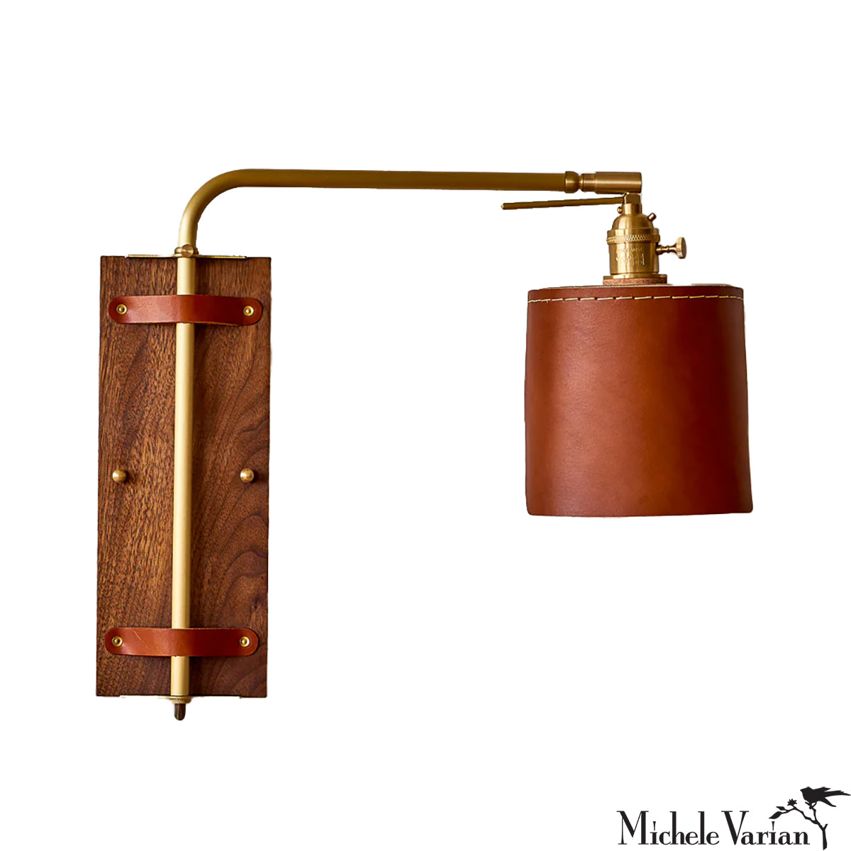 Vintage Brown Leather Wall Sconce Light - Handcrafted Rustic Home Decor for Living Room, Bedroom & Hallway Lighting