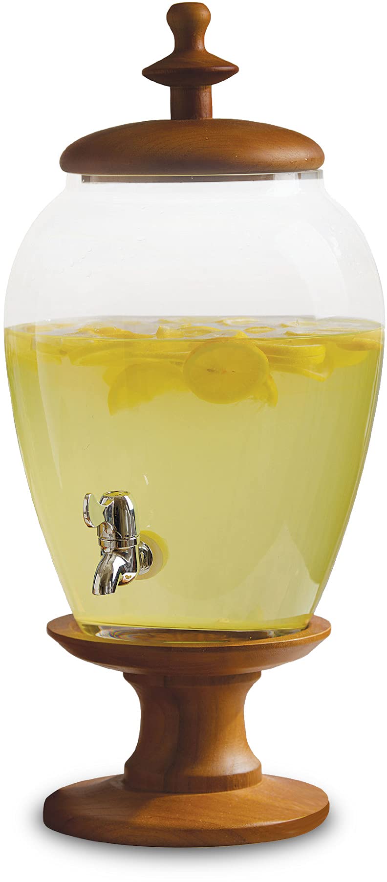 Circleware Wooden Sun Tea Mason Jar Beverage Dispenser with Stand & Lid - 357oz Large Capacity Glass Pitcher for Water, Juice, Beer, Wine, Kombucha & Cold Drinks - Perfect for Parties, BBQs, Picnics & Outdoor Gatherings