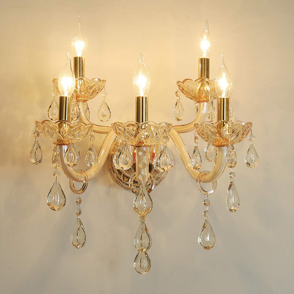 5-Light Crystal Wall Sconce Lighting - Elegant Art Deco Wall Lamp for Dining Room & Bedroom | Perfect for Home Decor, Living Room Accent, and Hallway Lighting