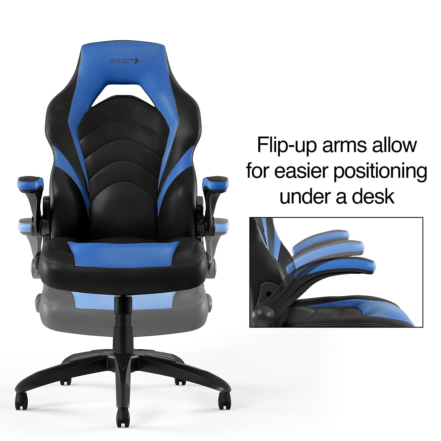 STAPLES 2710764 Ergonomic Gaming Chair with Lumbar Support - Black & Blue - Perfect for PC Gaming, Office Work & Streaming Setup