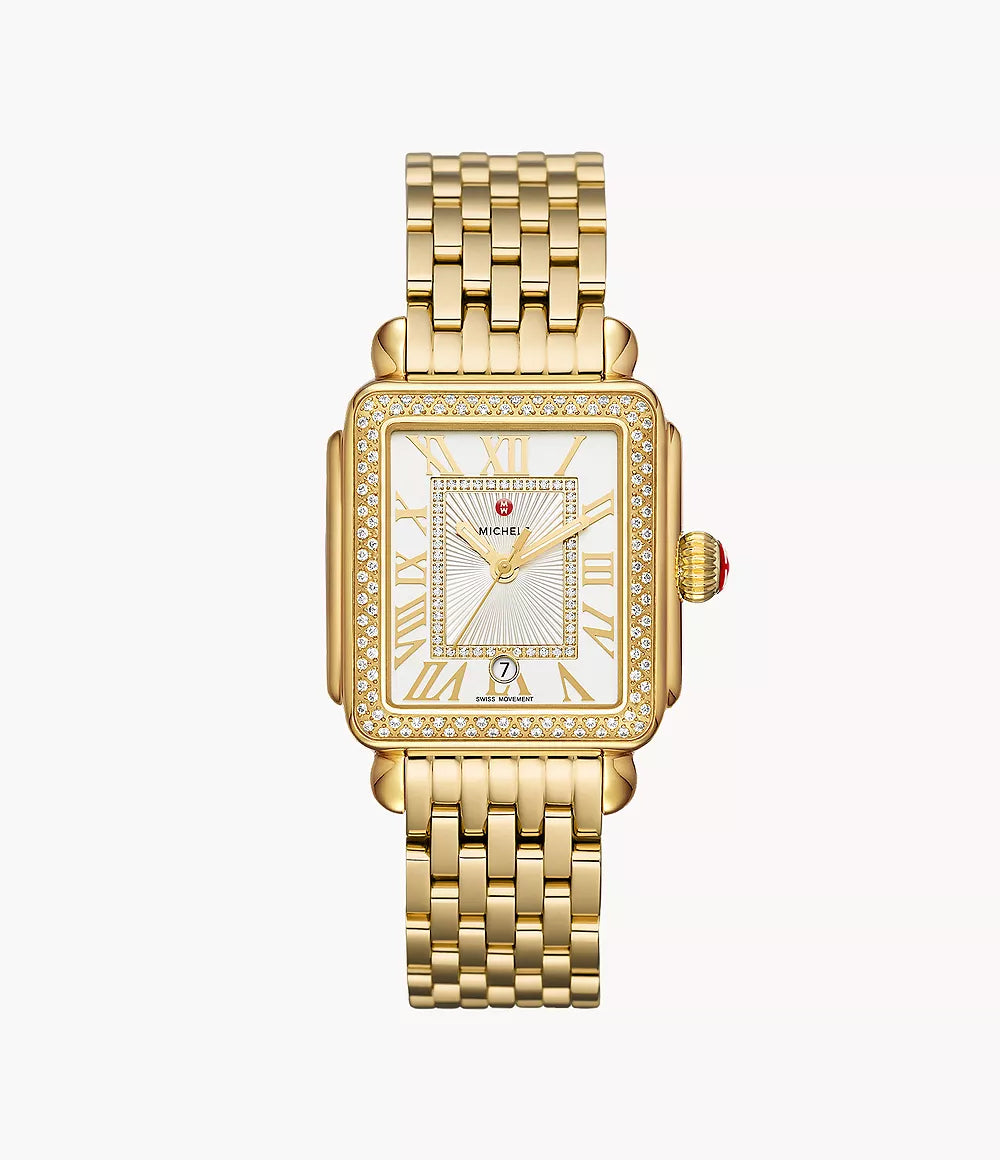 Deco Madison Mid 18K Gold Diamond Watch for Women - Luxury Dress Watch with Genuine Diamonds - Perfect for Formal Events, Weddings & Evening Occasions