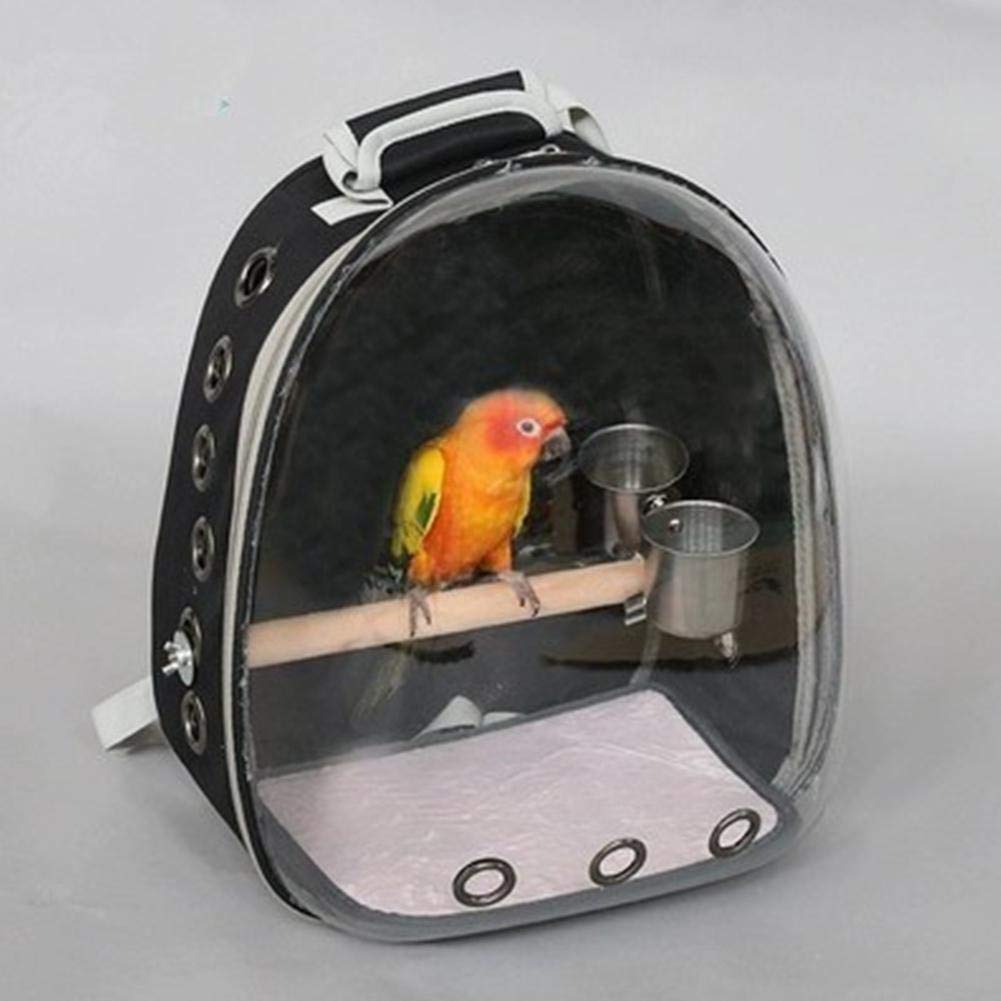 Breathable Pet Parrot Backpack Carrier - Portable Travel Cage for Outdoor Adventures, Bird Nest & Space Capsule Design - Perfect for Hiking, Shopping & Vet Visits (Black)