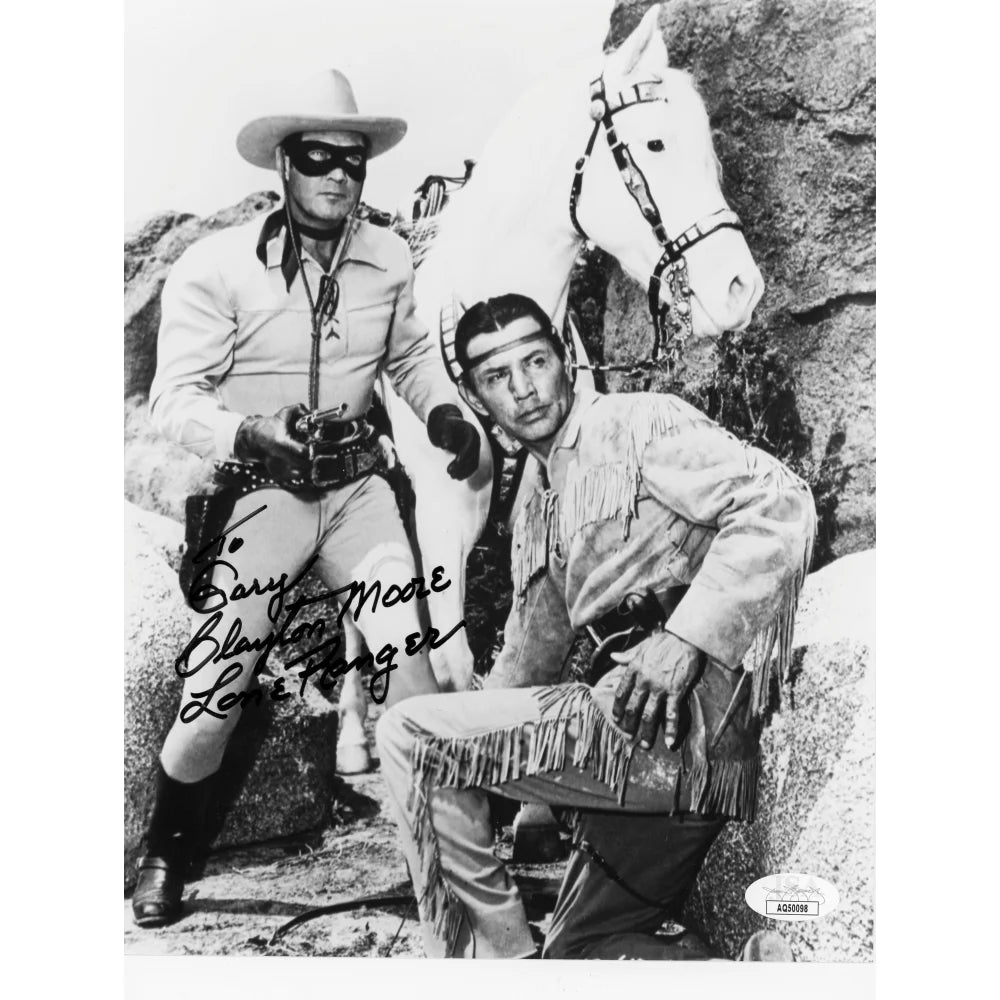 Authentic Clayton Moore Autographed 8x10 Photo - JSA Certified COA - Lone Ranger Hand Signed Collectible - Perfect for Western Memorabilia Displays & Fan Collections