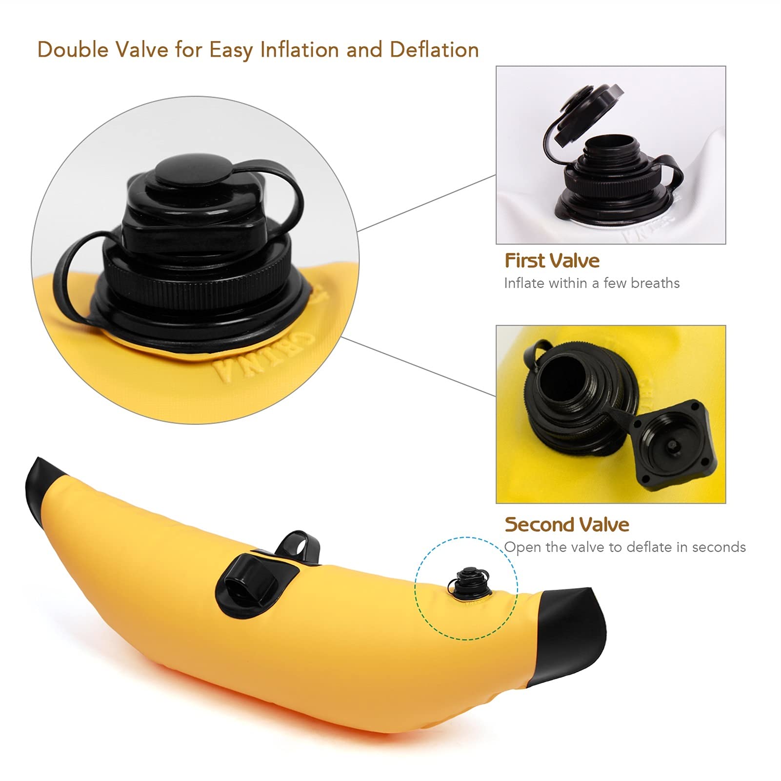 **Inflatable Kayak Outrigger Stabilizer Kit - PVC Sidekick Arms & Fishing Rod Holder - Yellow - Enhance Stability for Kayak Fishing & Standing Paddling**