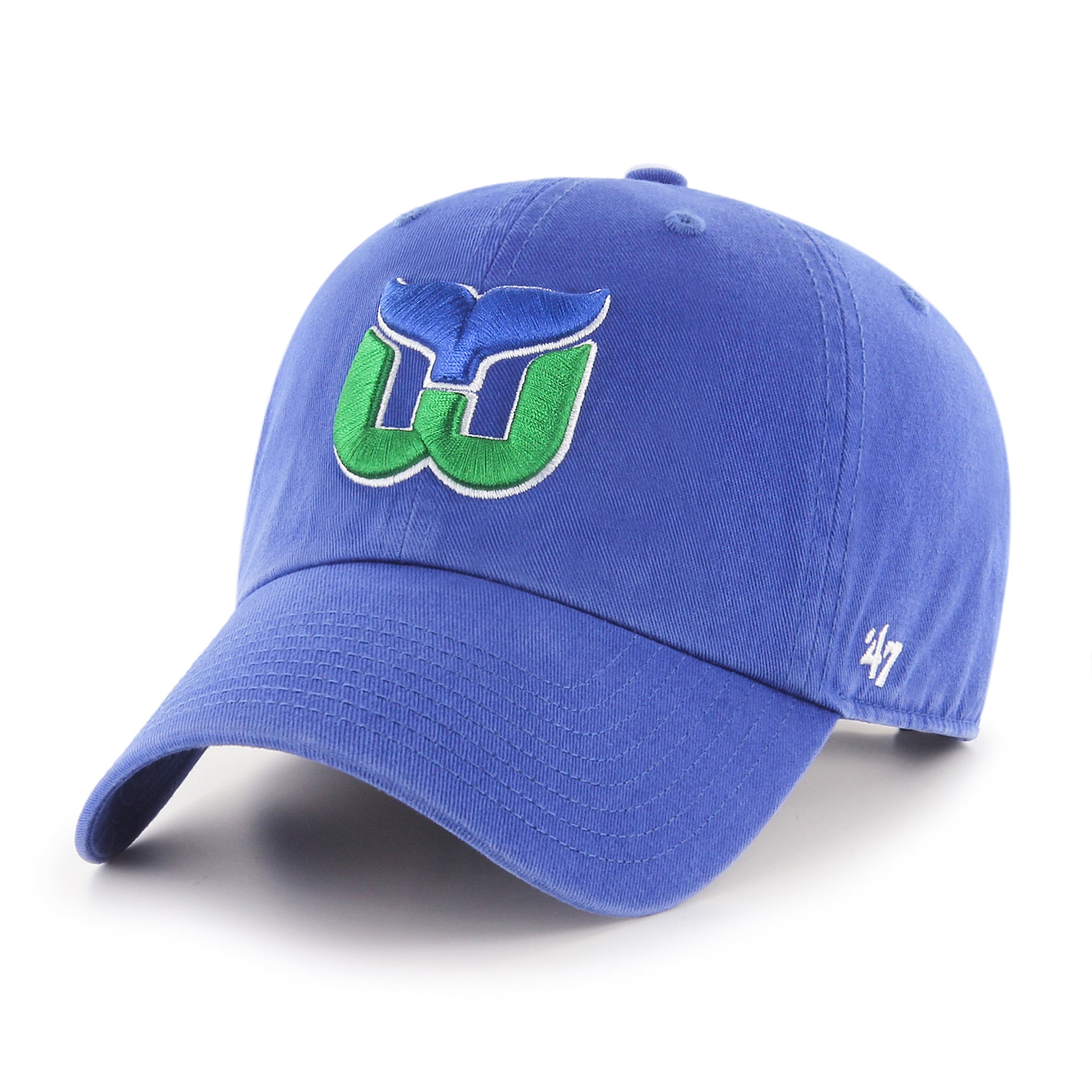 47 Brand Cleanup Hartford Whalers Adjustable Snapback Hat - Vintage Royal Blue Hockey Cap for Men & Women - Perfect for Sports Fans, Casual Wear & Outdoor Activities