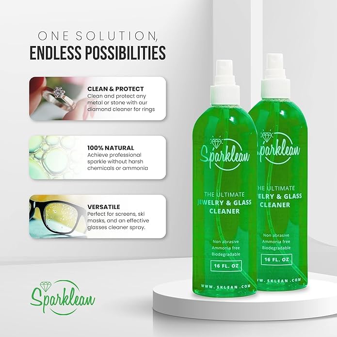 Premium Jewelry Cleaner Solution - Safe for Gold, Silver & Diamonds | Non-Toxic, Ammonia-Free Cleaning Spray | Anti-Tarnish Formula for Necklaces, Rings & Watches | Perfect for Daily Cleaning & Jewelry Maintenance