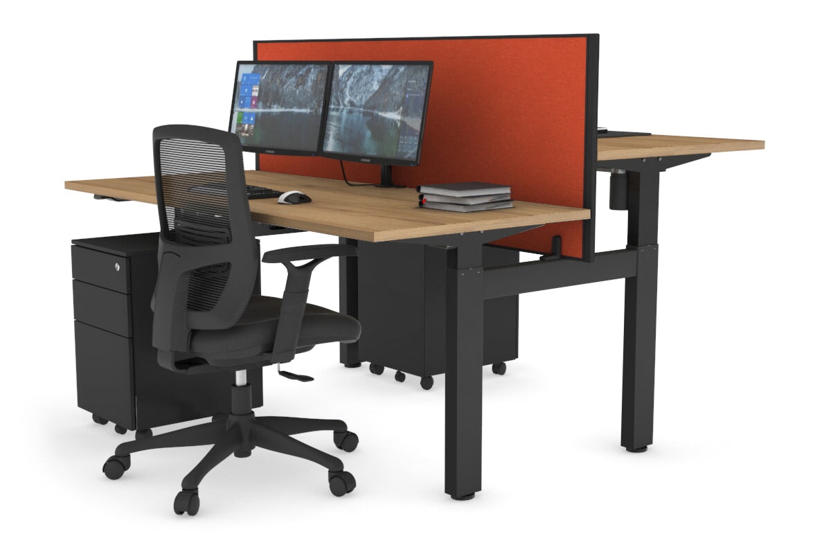 Adjustable Height 2-Person H Bench Workstation - Black Frame [1600L x 700W] - Perfect for Office, Workshop & Collaborative Workspaces