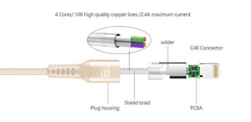 MFi Certified iPhone Charger Lightning Cable - 6ft Durable Braided USB Cord for iPhone 14/13/12/11/X/8 & iPad - Fast Charging & Data Sync - Perfect for Home, Office & Travel Use