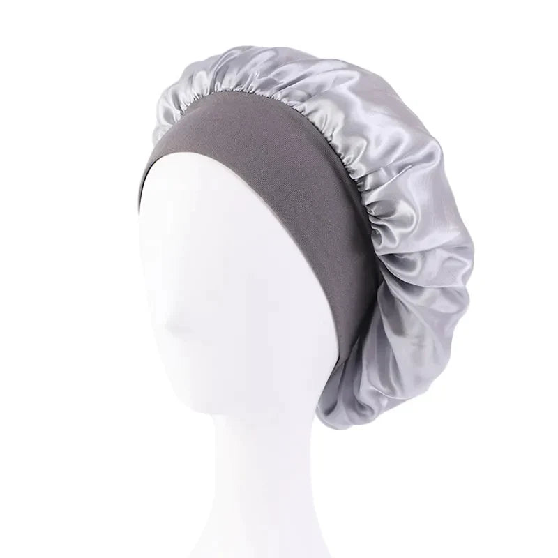 Silk Satin Sleep Cap for Women - Soft & Comfortable Night Hair Protection - Perfect for Curly Hair, Natural Hair & Bedtime Hair Care (Black) | Great for Travel, Spa & Beauty Routine