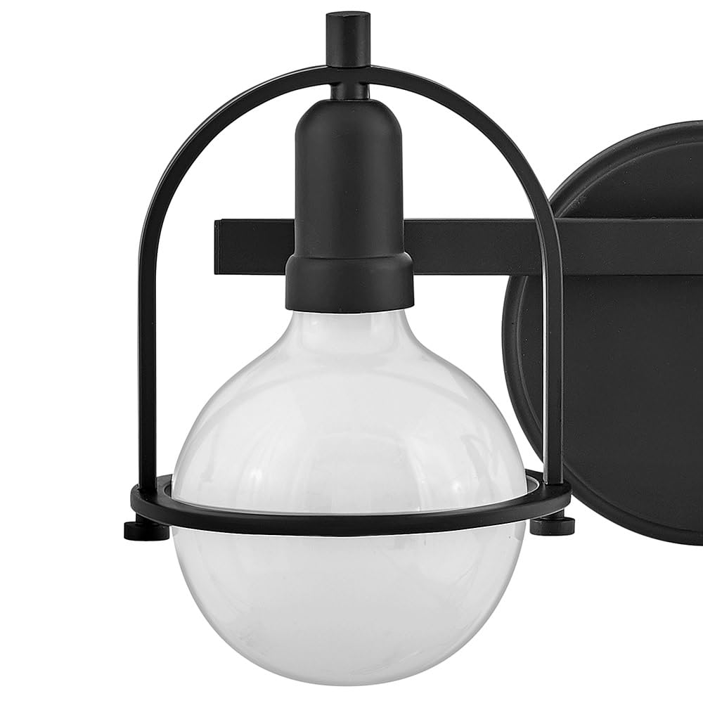 Hinkley Somerset 53772BK Small Two-Light Bathroom Vanity Light with Globe Style Bulbs - Transitional Black Up/Down Mount Fixture - Perfect for Bathroom, Powder Room, or Dressing Area Lighting