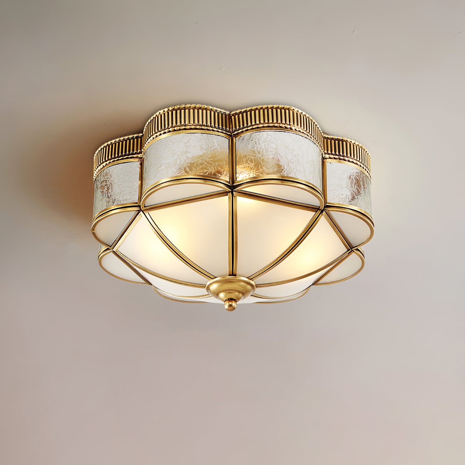 Vintage Brass Dome Flush Mount Ceiling Light Fixture - Elegant Lighting for Bedroom, Living Room, and Hallway