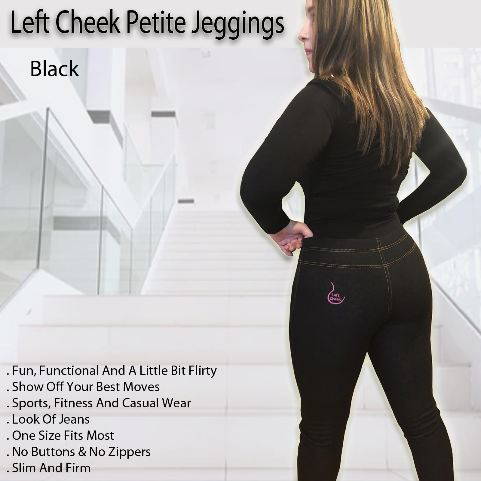 Stylish Petite Jeggings for Women - Modern Jean Design, Sports, Fitness & Casual Wear - One Size Black - Perfect for Yoga, Workouts & Everyday Comfort