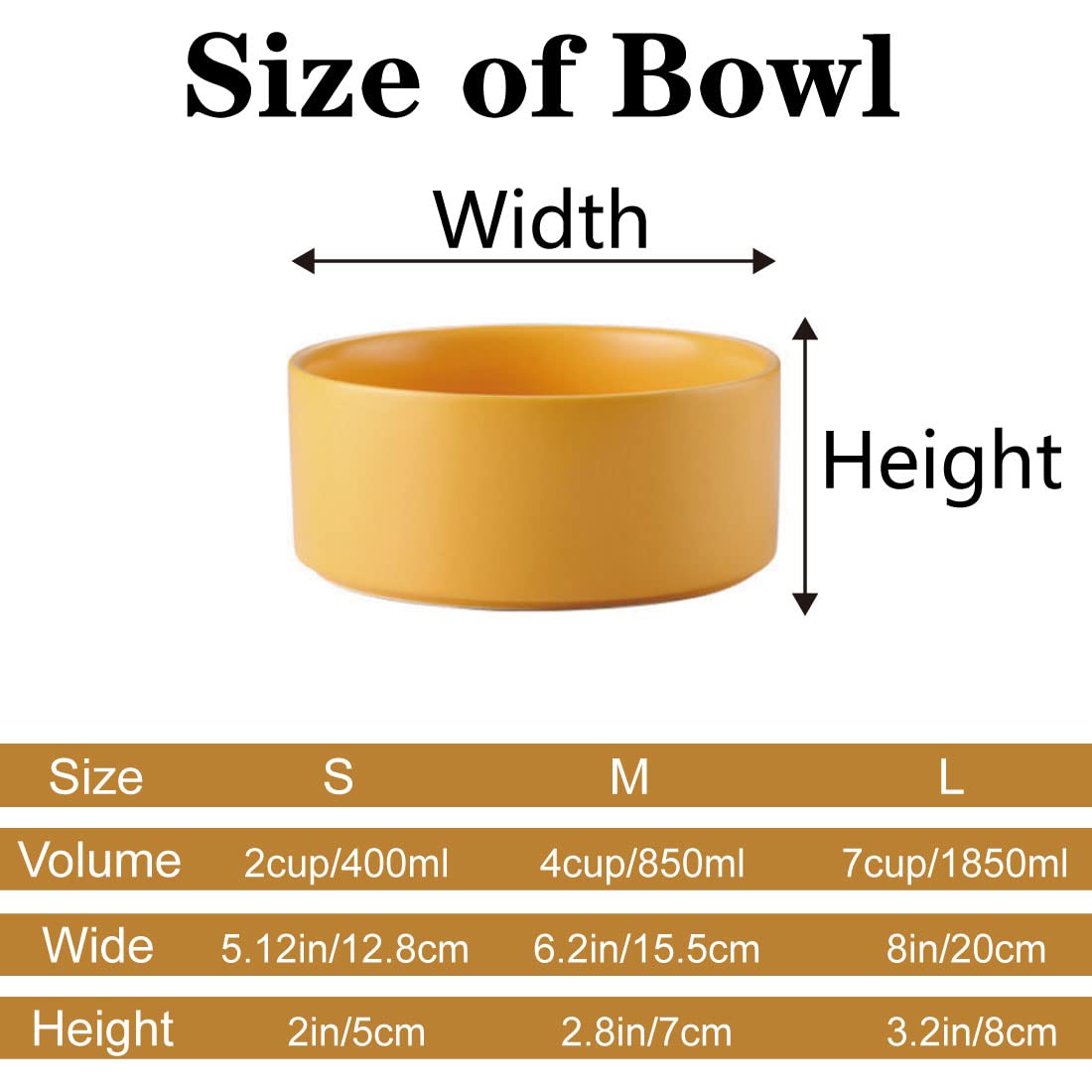 Custom Personalized Ceramic Dog Bowl - Non-Slip Pet Food & Water Dish with Engraved Name - Yellow Pet Feeding Bowl for Small Medium Large Dogs - Perfect for Home, Travel & Outdoor Use